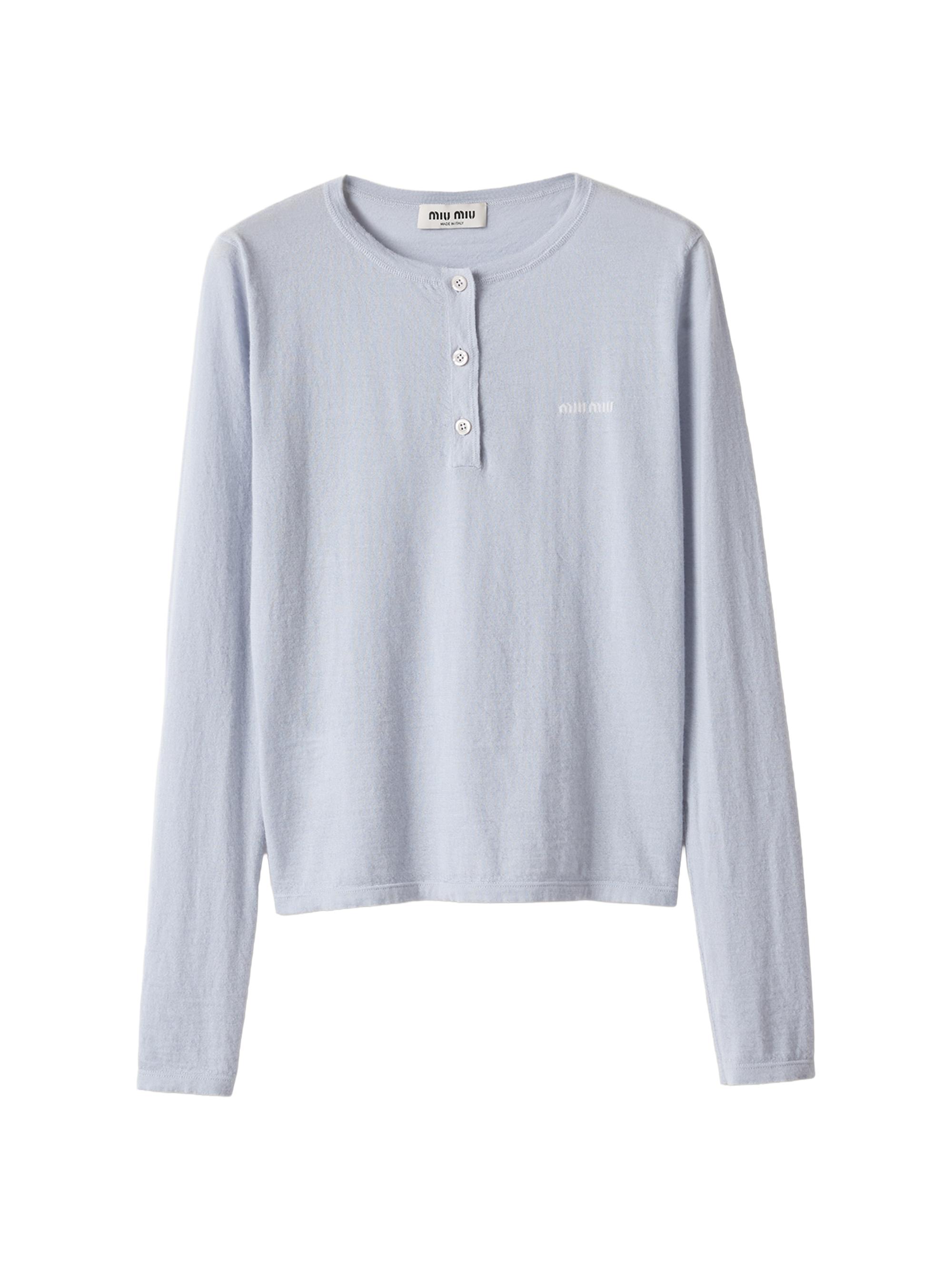 Miu Miu Women's Cashmere Henley Sweater - Blue