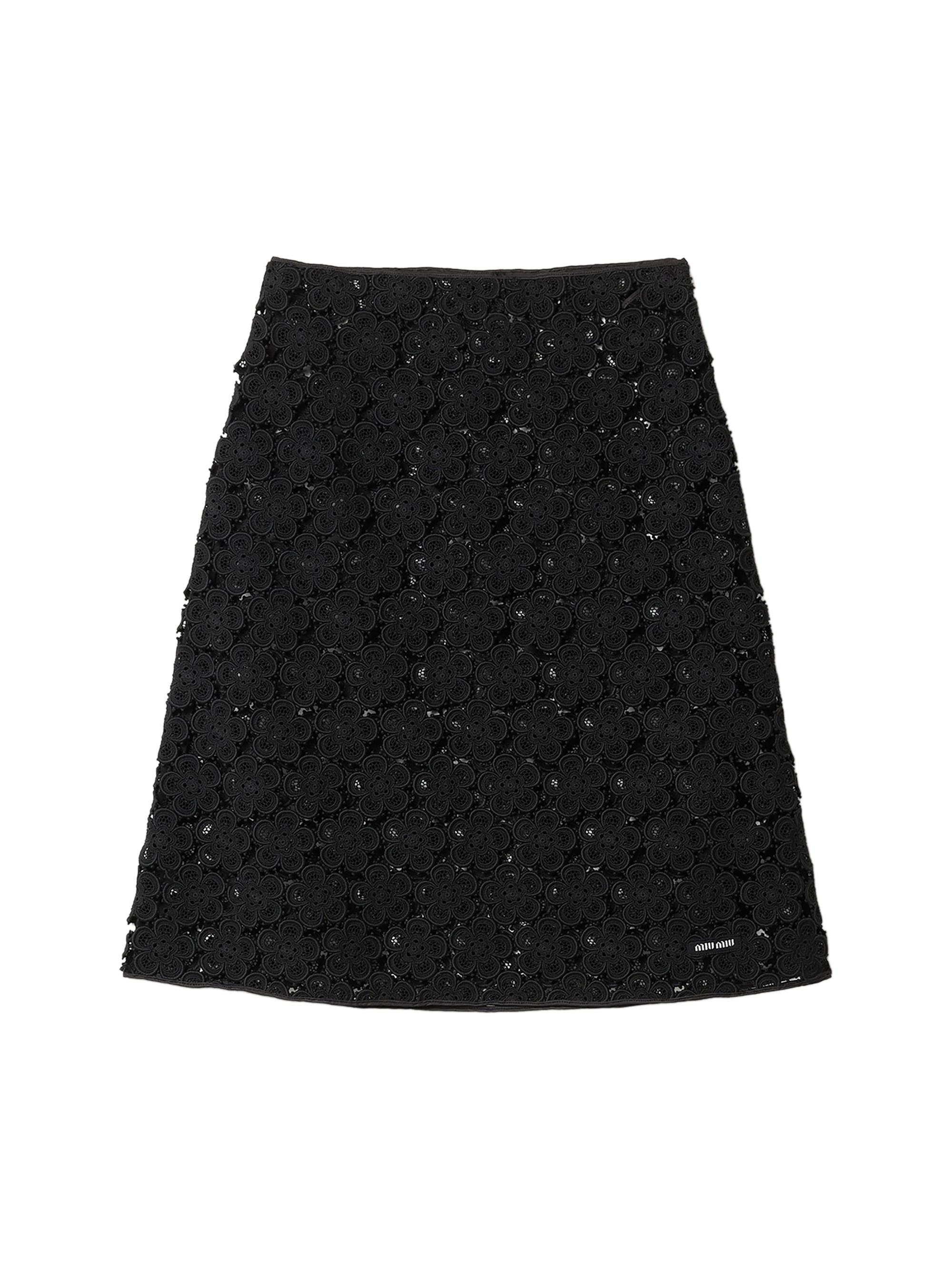 Miu Miu Women's Macramé Skirt - Black