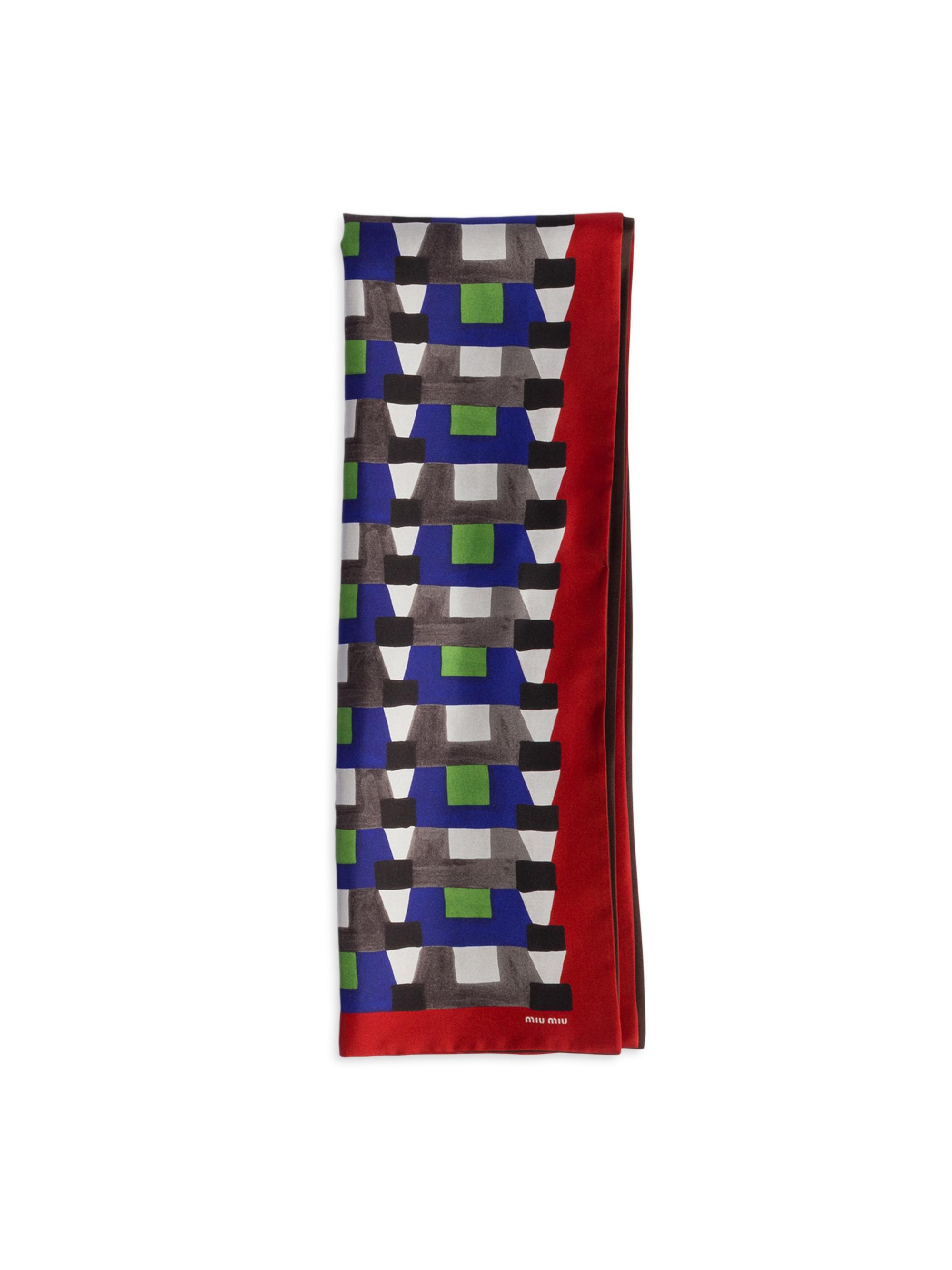 Miu Miu Women's Printed Silk Scarf - Blue