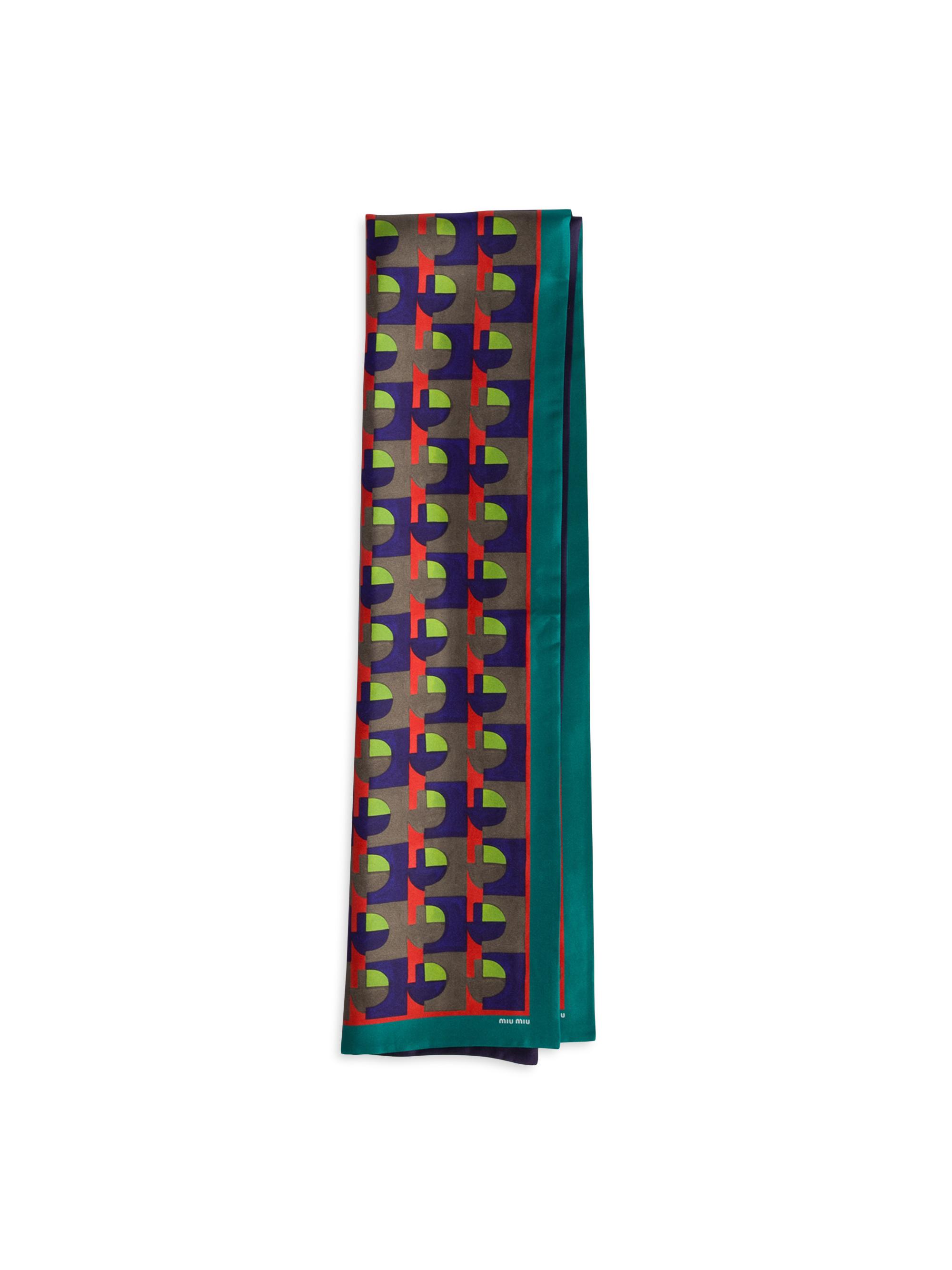 Miu Miu Women's Printed Silk Scarf - Green