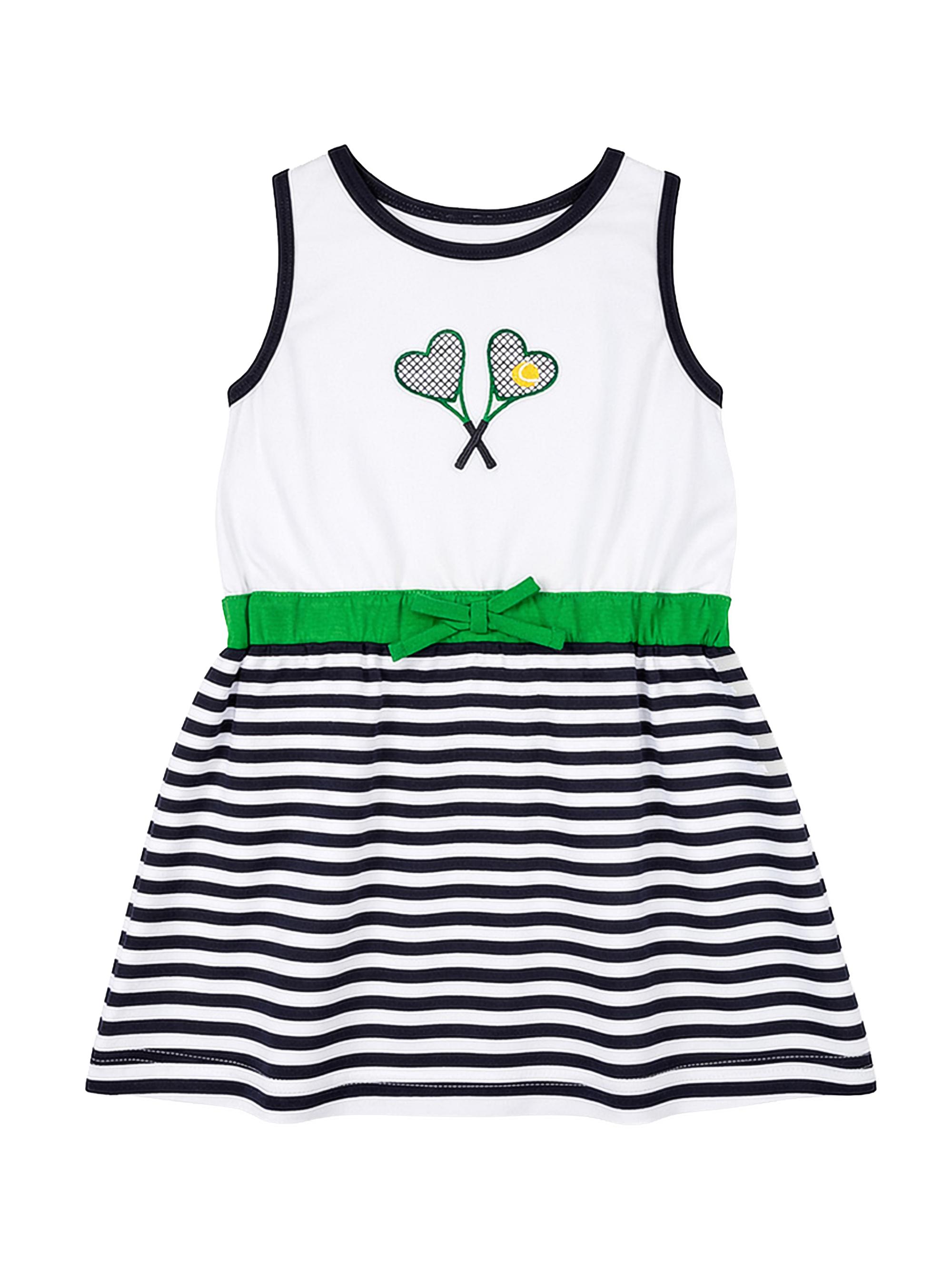 Florence Eiseman Little Girl's & Girl's Tennis-Embroidered Striped Stretch-Cotton Dress - Navy