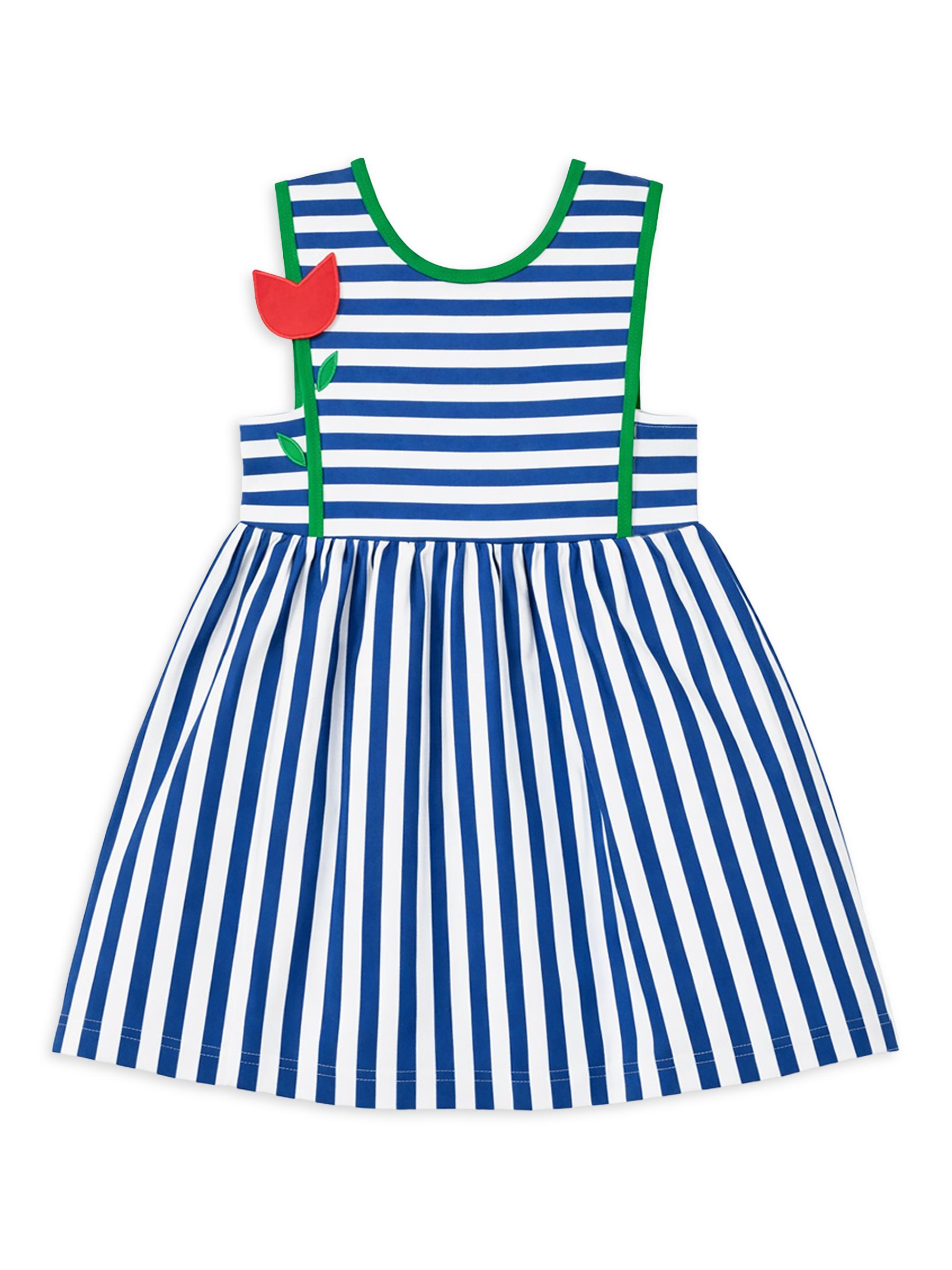 Florence Eiseman Little Girl's & Girl's Embroidered Striped Stretch-Cotton Romper - Royal