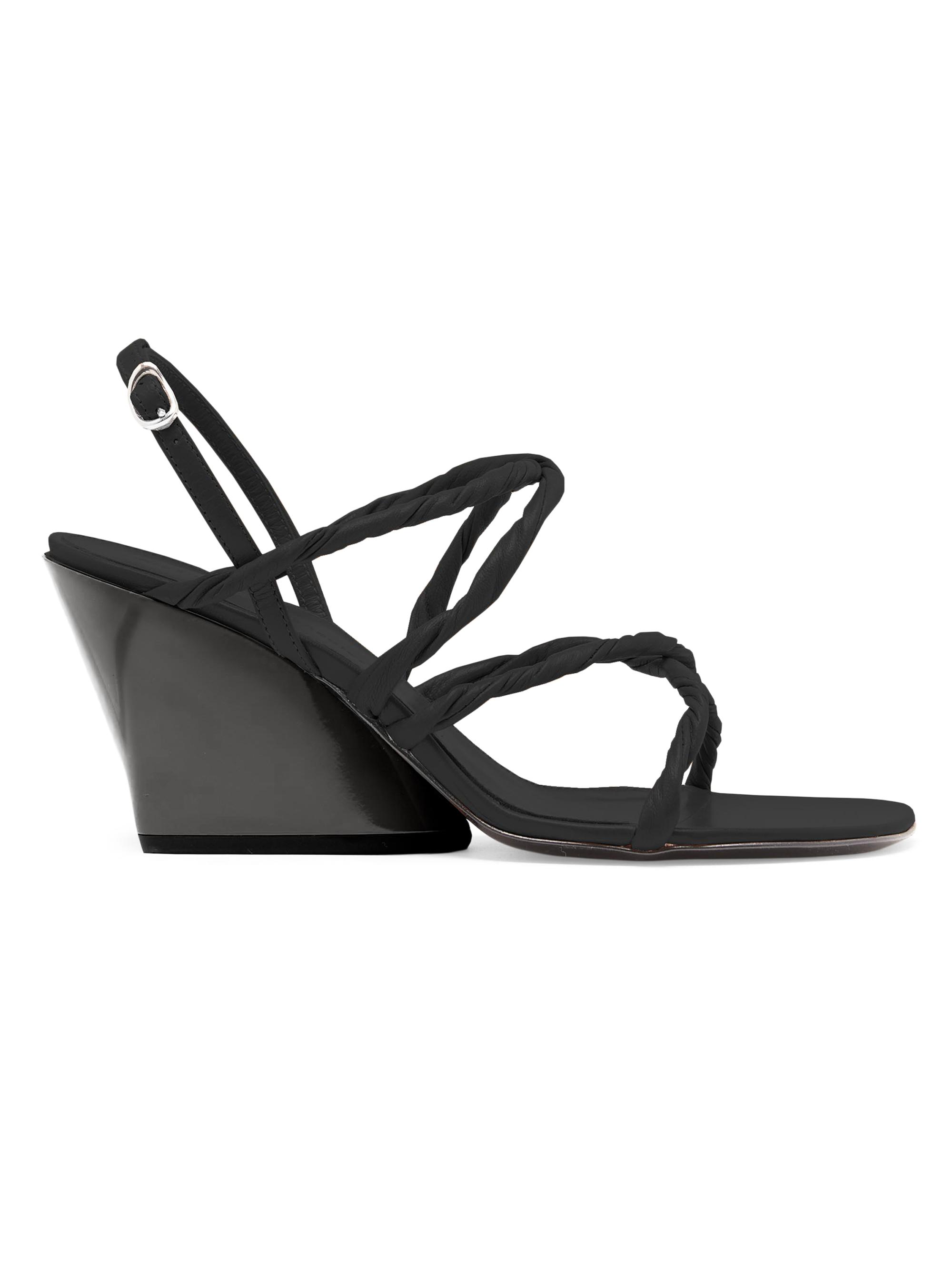 Proenza Schouler Women's Twisted Strap Leather Wedge Sandals - Black