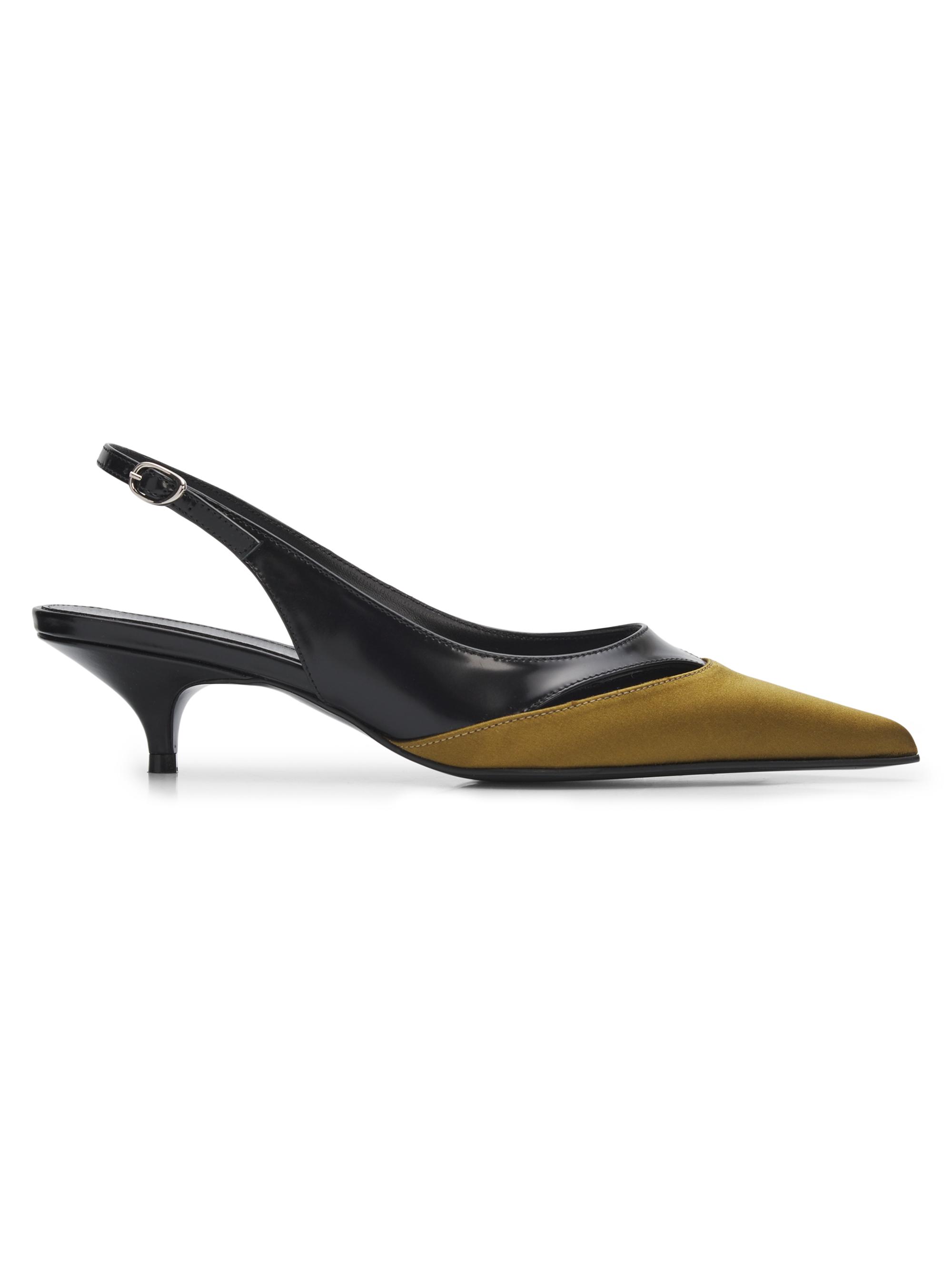 Proenza Schouler Women's Slash 40MM Satin-Leather Mules - Black Pistachio