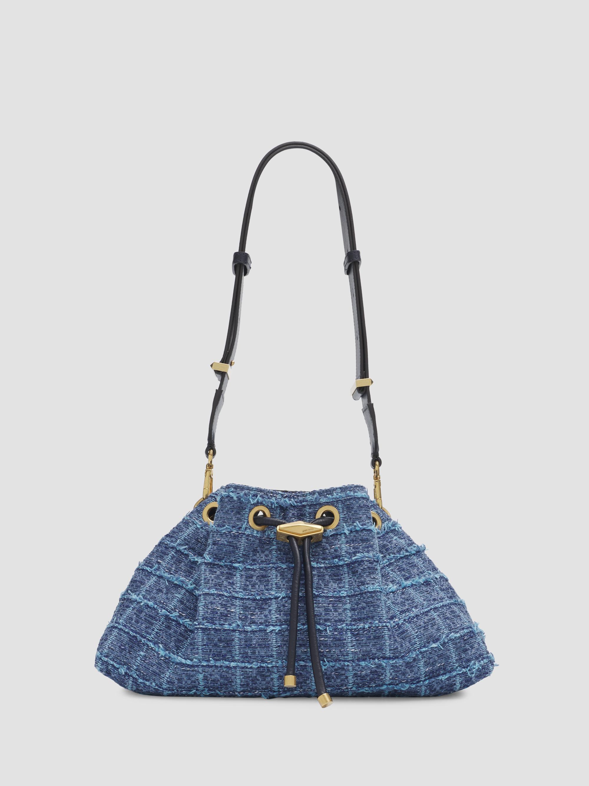 Jimmy Choo Women's Bon Bon Crosshatch Denim Shoulder Bag - Denim Grid Gold | Thumbnail 5