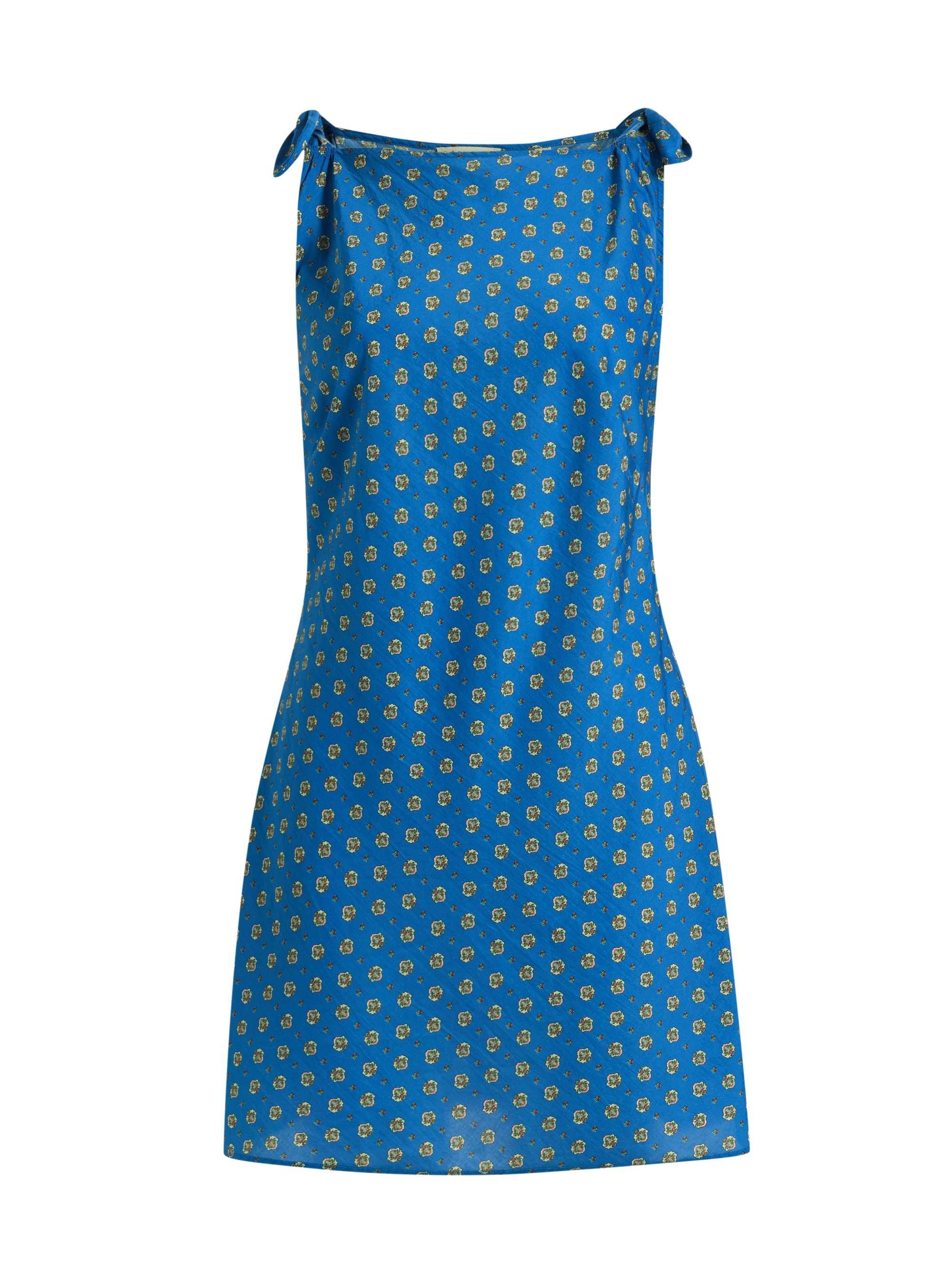 DÔEN Women's Maltina Foulard Cotton-Silk Minidress - Santorini Blue Cadiz Foulard - Women's Clothing
