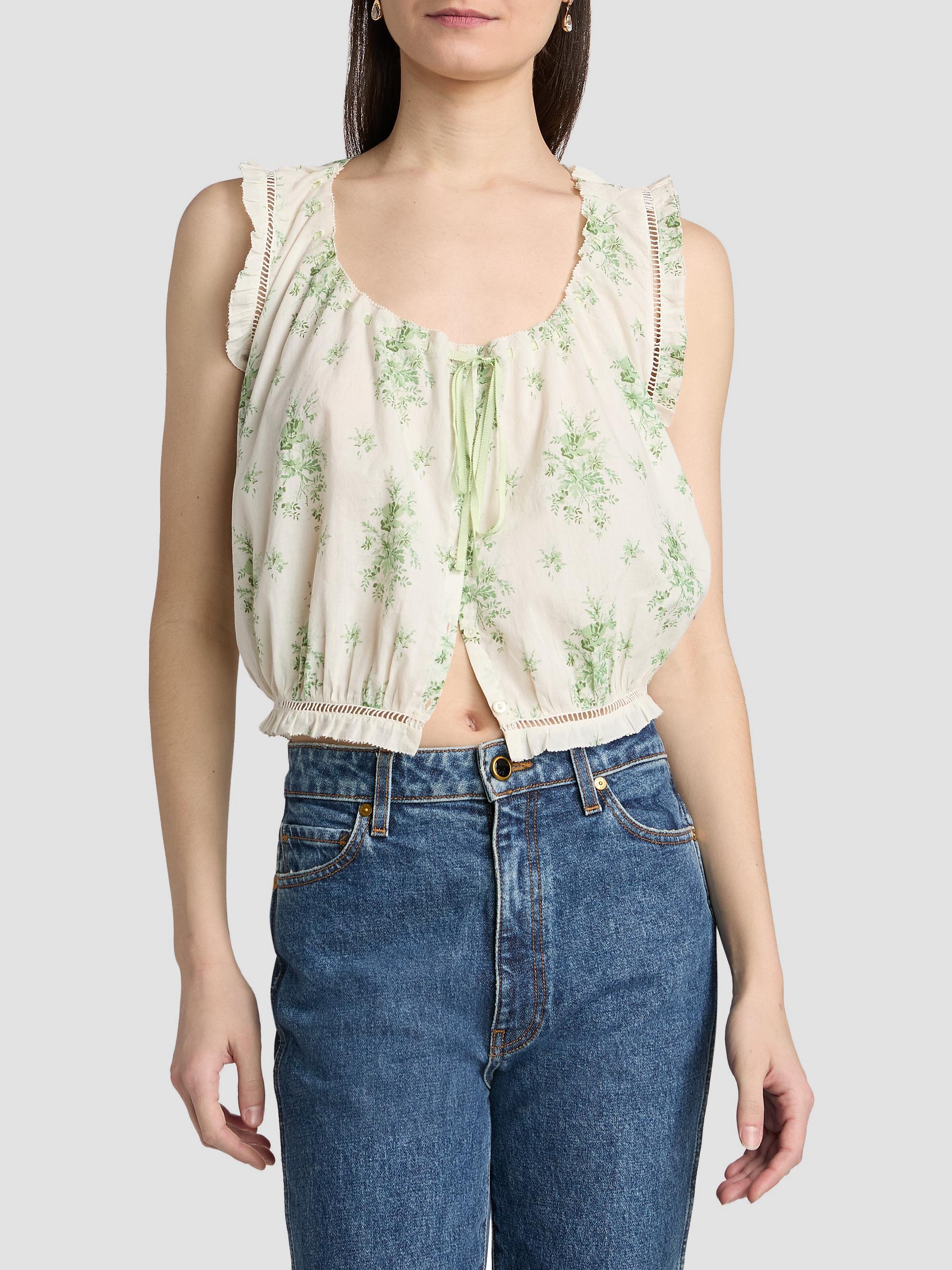 DÔEN Traveler Botanical Ruffle Crop Top | Saks Fifth Avenue