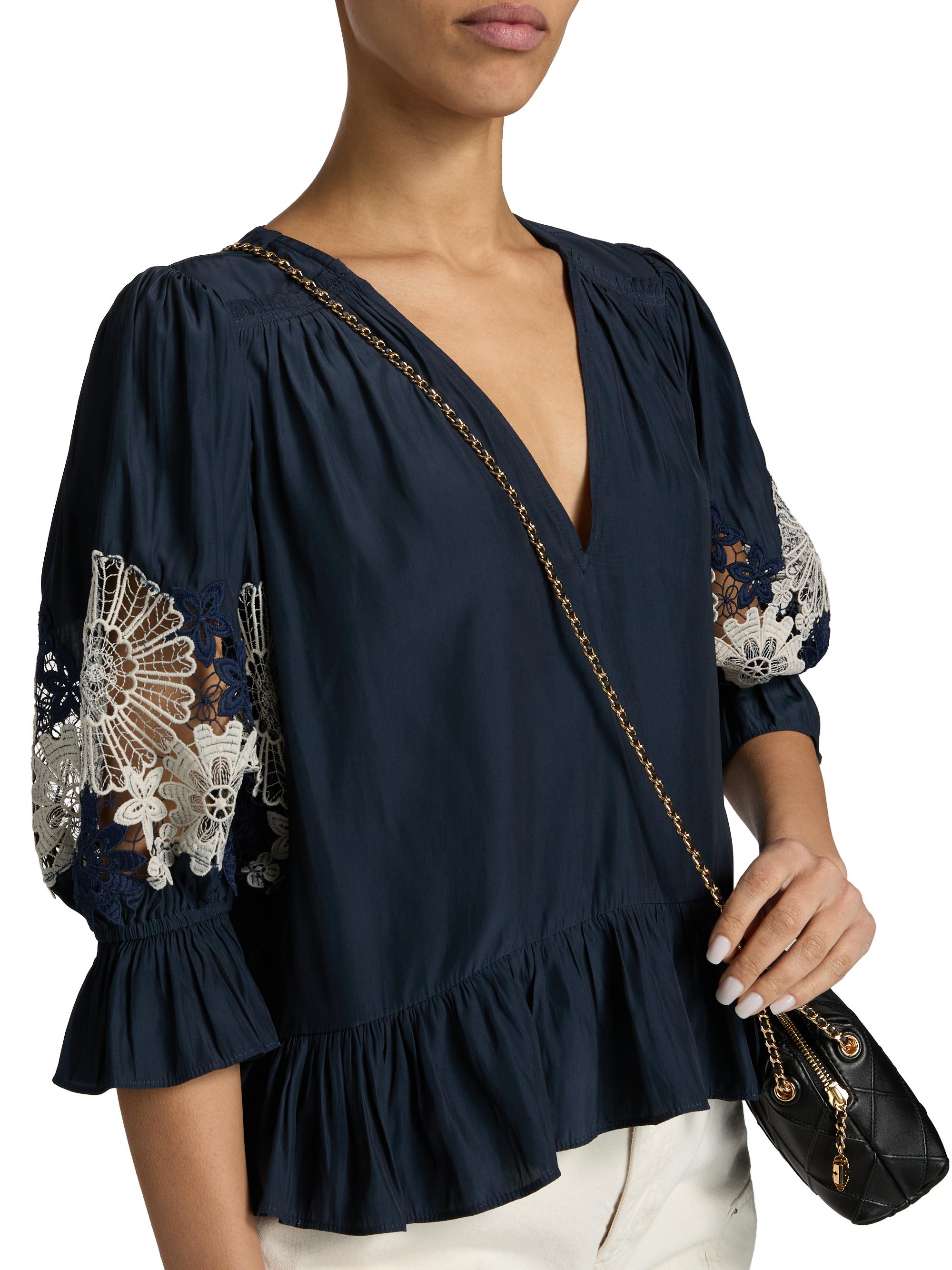 Ramy Brook Berry V-Neck Lace Blouse | Saks Fifth Avenue