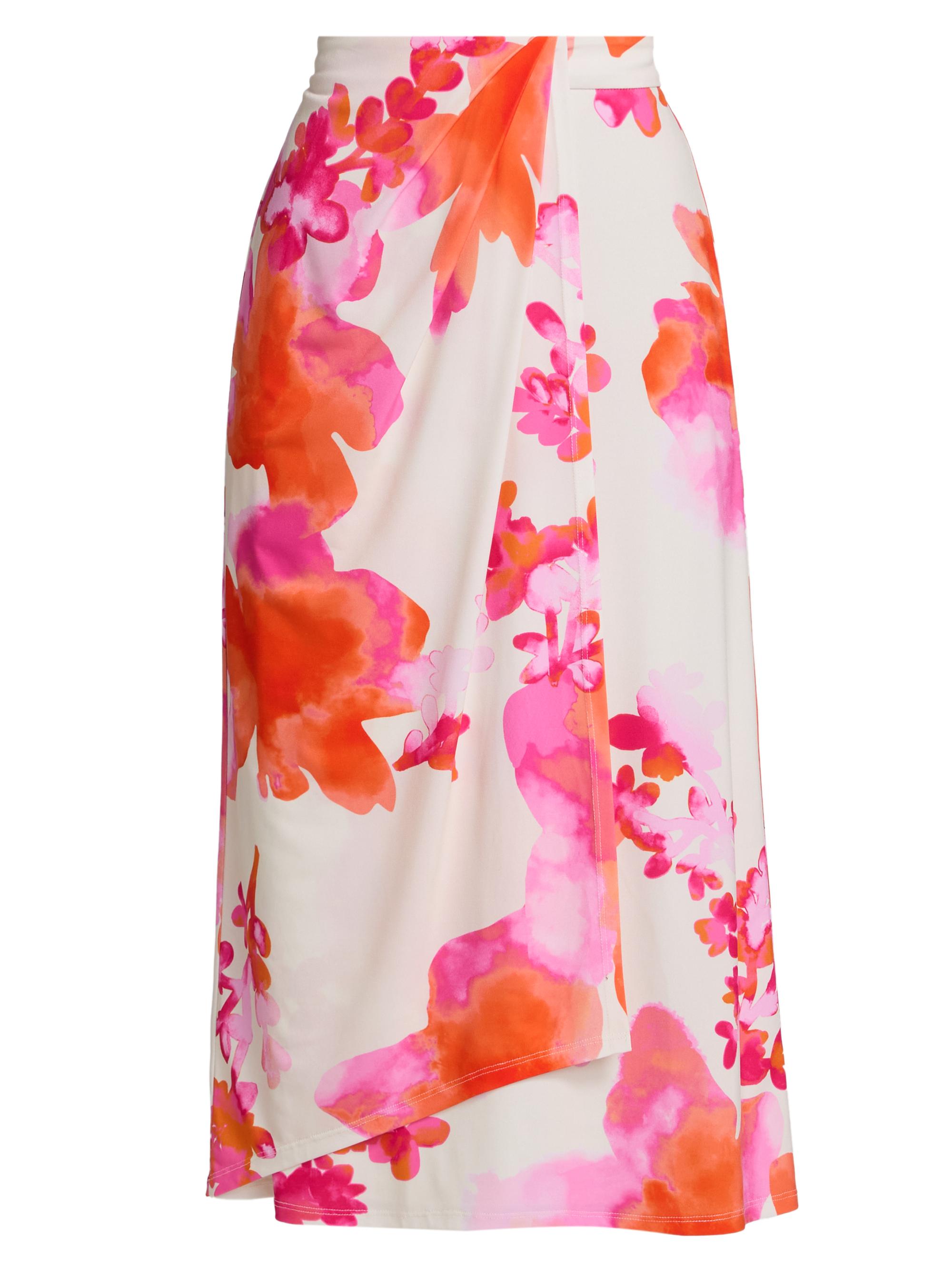 Women’s Brielle Floral Midi-Skirt – Sunset Orange Floral – Size XXS