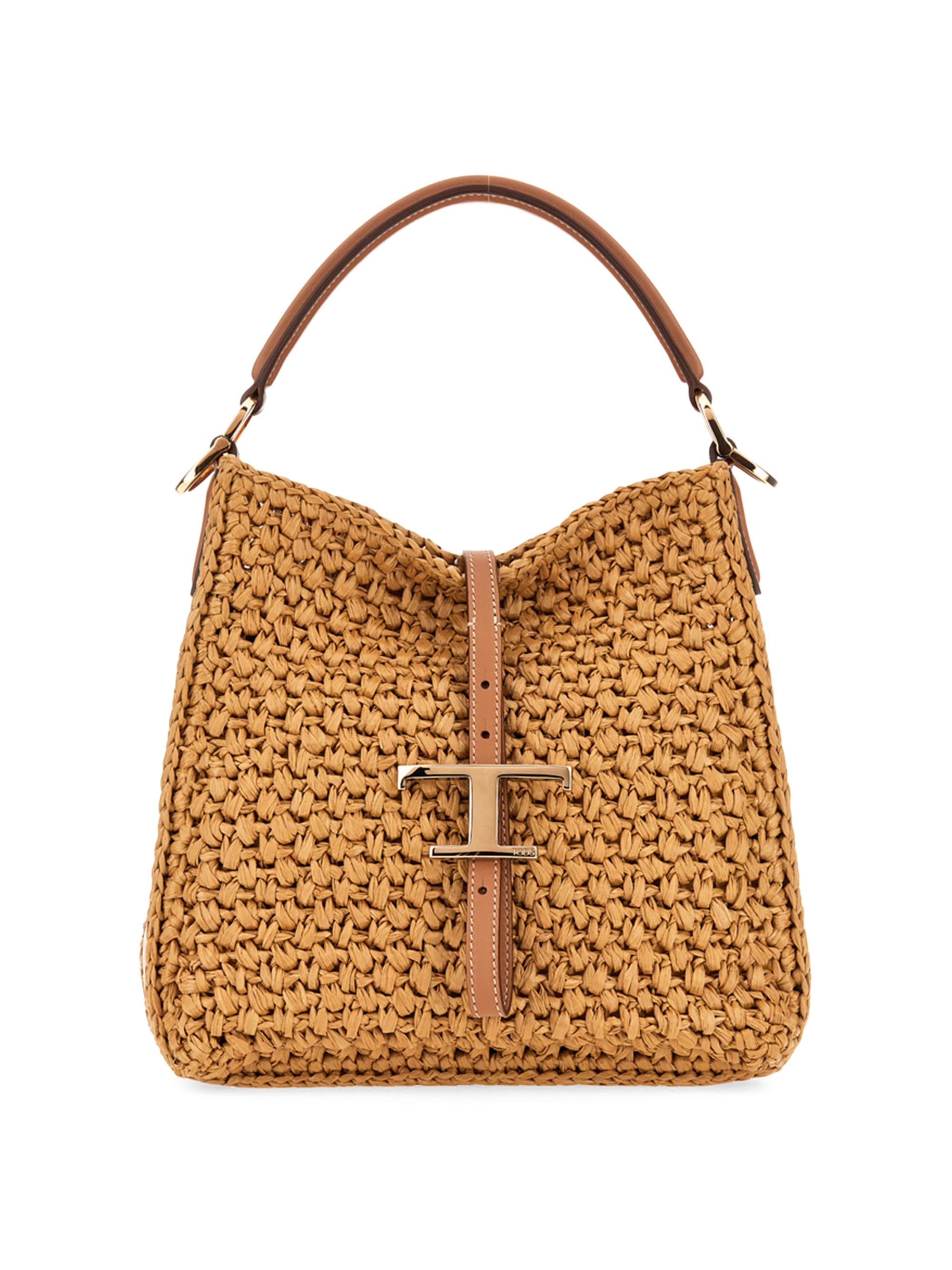 Tod's Women's T Timeless Mini Raffia Bucket Bag - Beige