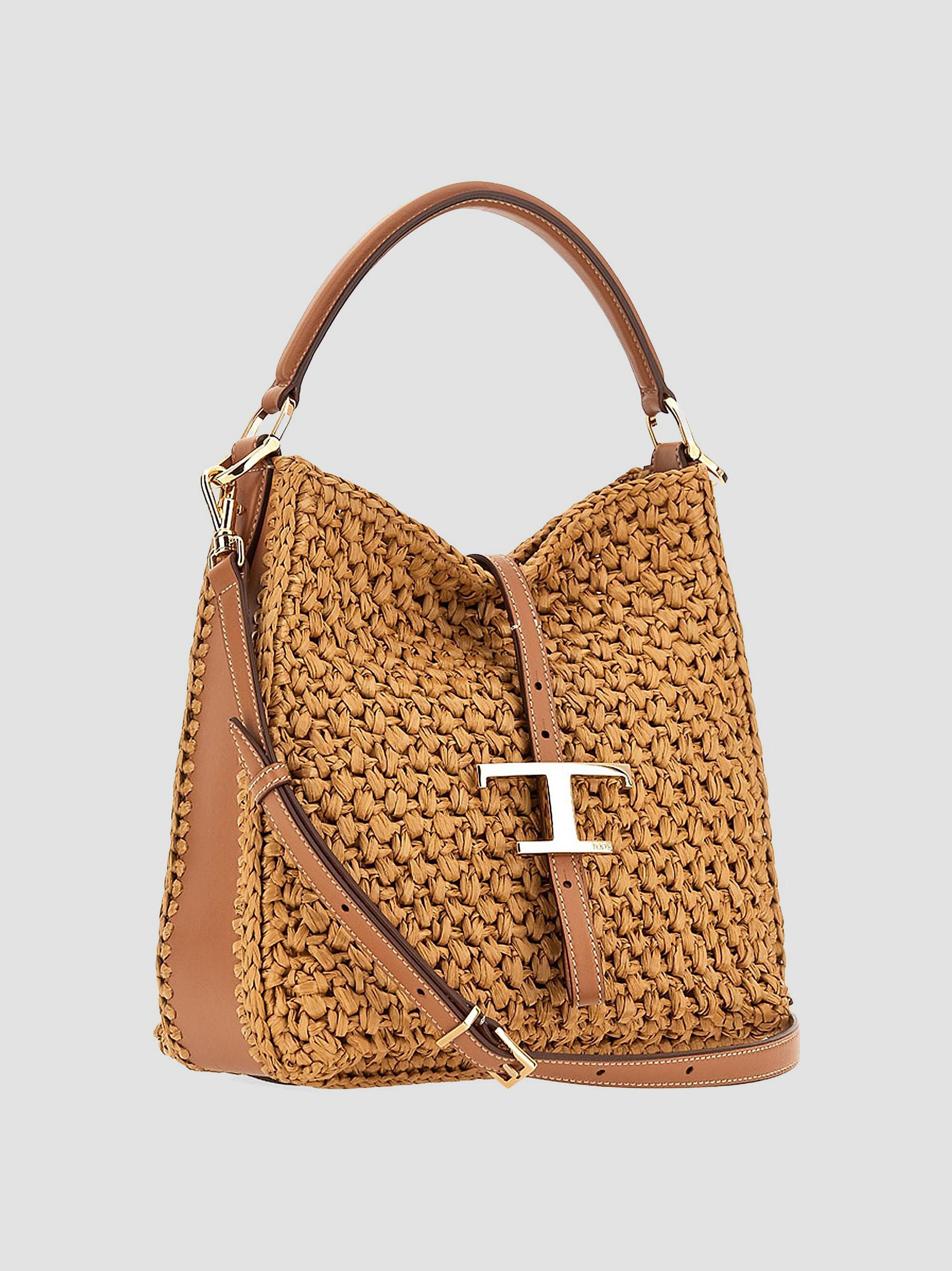 Tod's T Timeless Mini Raffia Bucket Bag | Saks Fifth Avenue