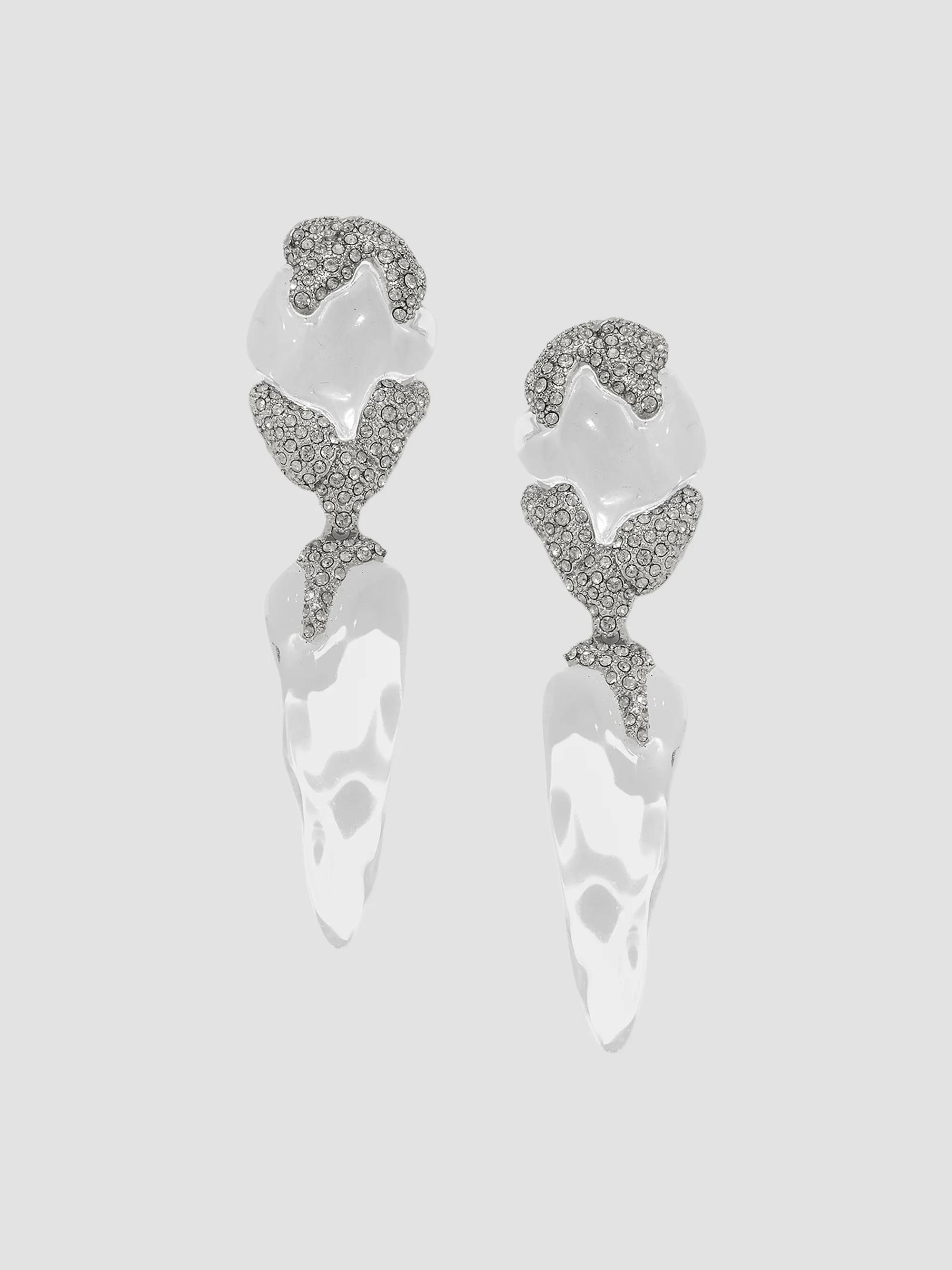 Saks Fifth Avenue Silver and Clear Beaded Earrings Saks Fifth Avenue Earrings | eBay main image 4