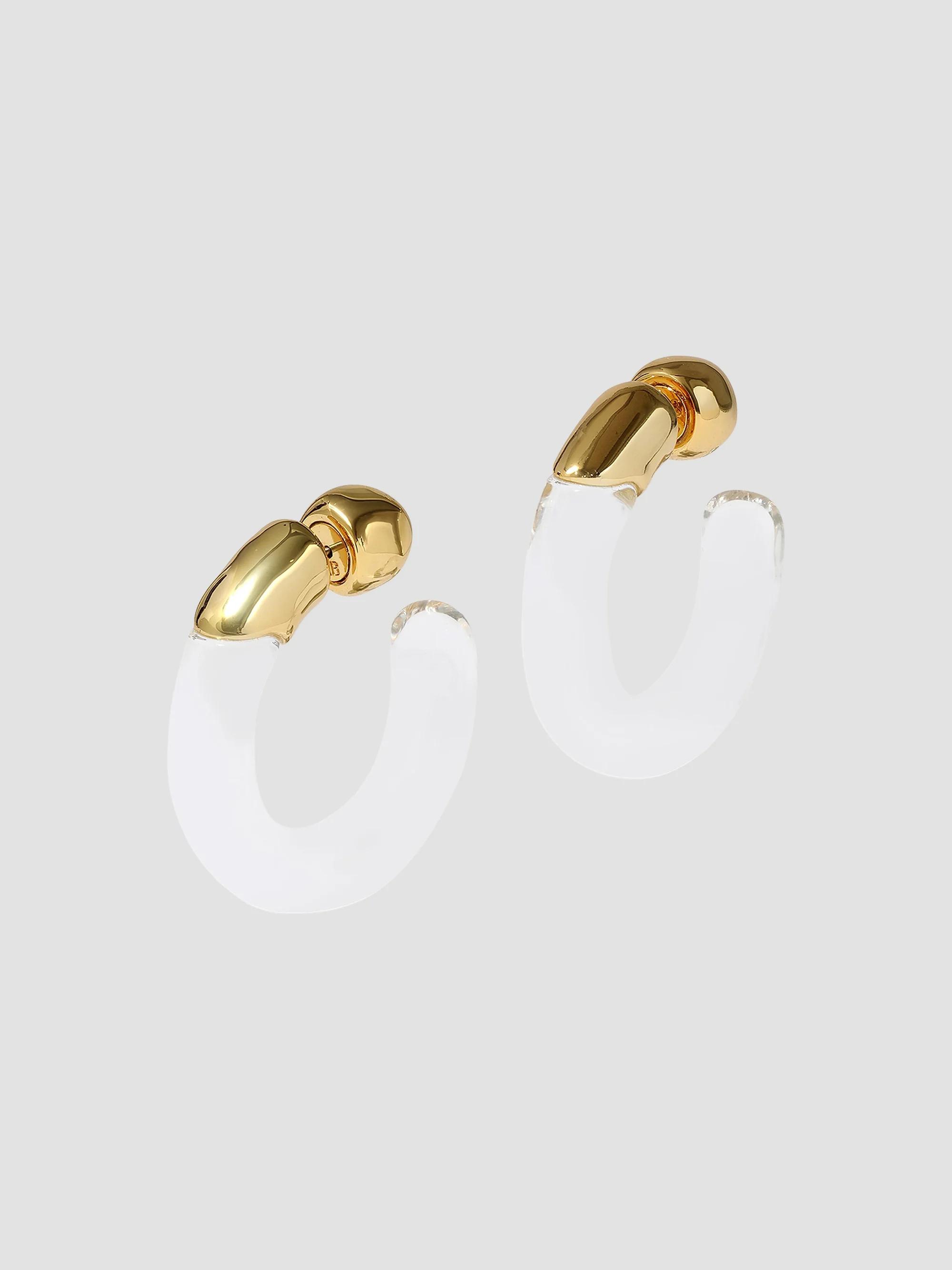 Alexis Bittar Women's Goldtone & Lucite Reversible Hoop Earrings - Clear