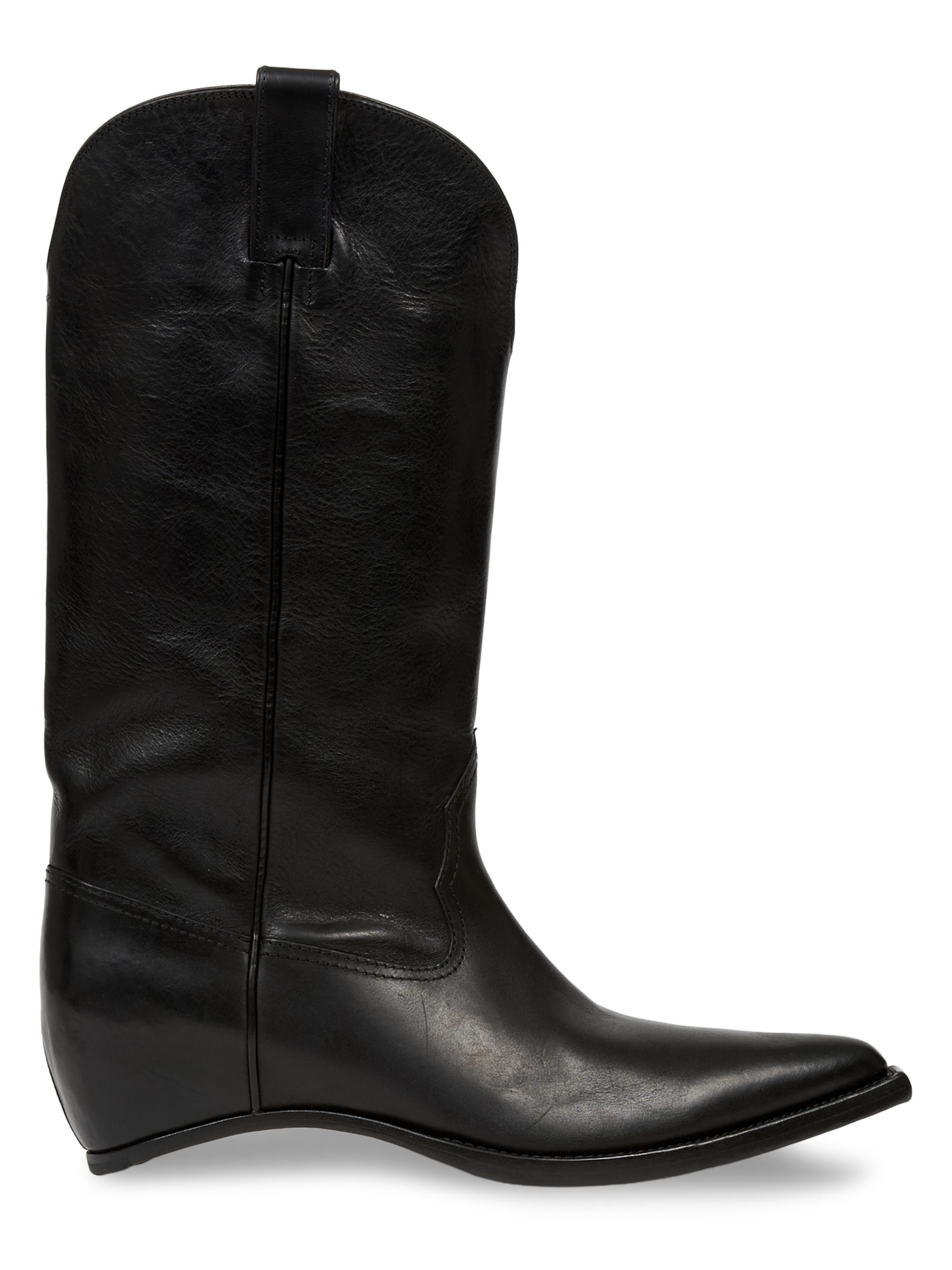 Maison Margiela Men's Heel-Less Leather Knee-High Boots - Black