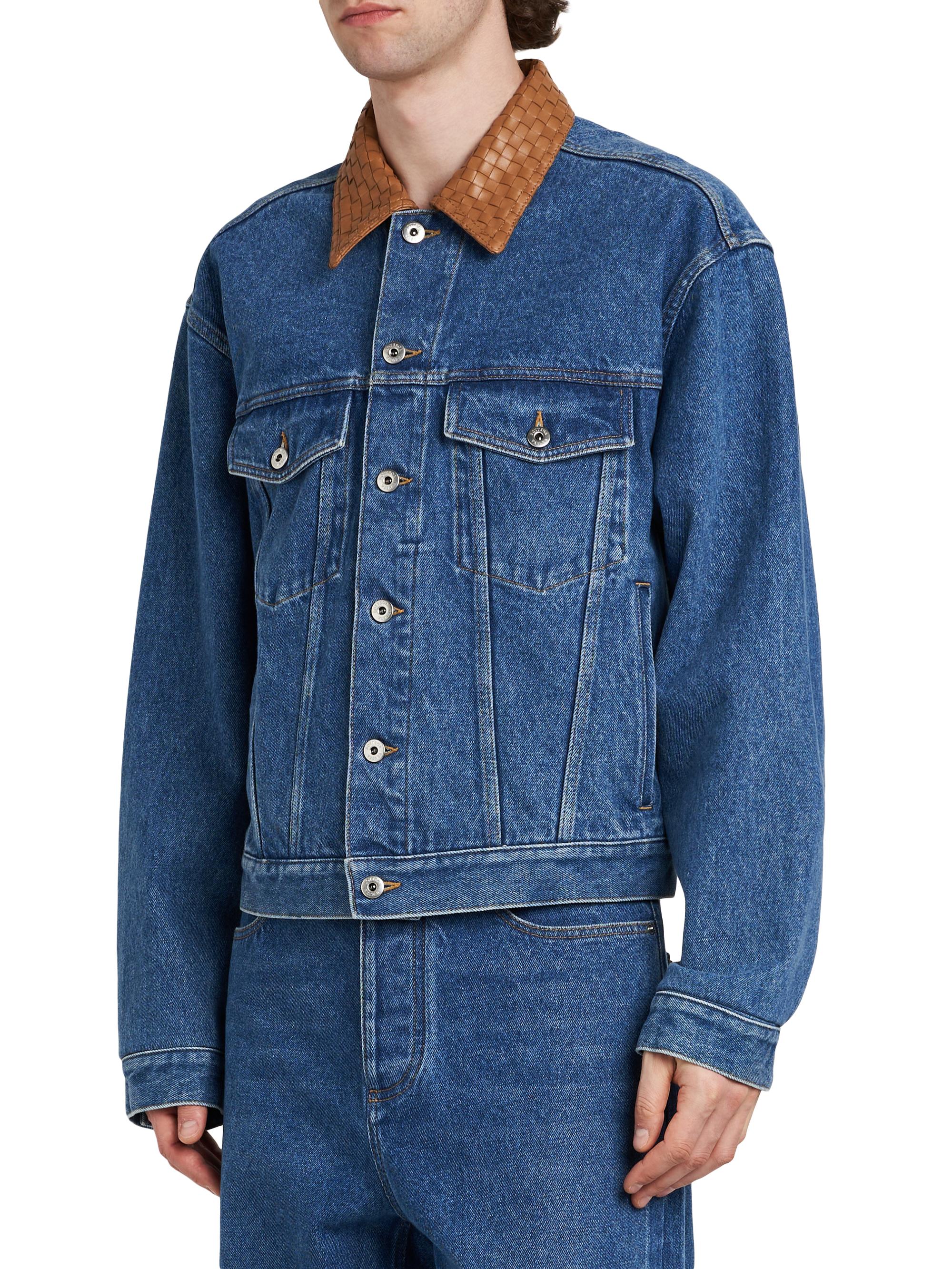 Bottega Veneta Intrecciato Collar Denim Trucker Jacket | Saks