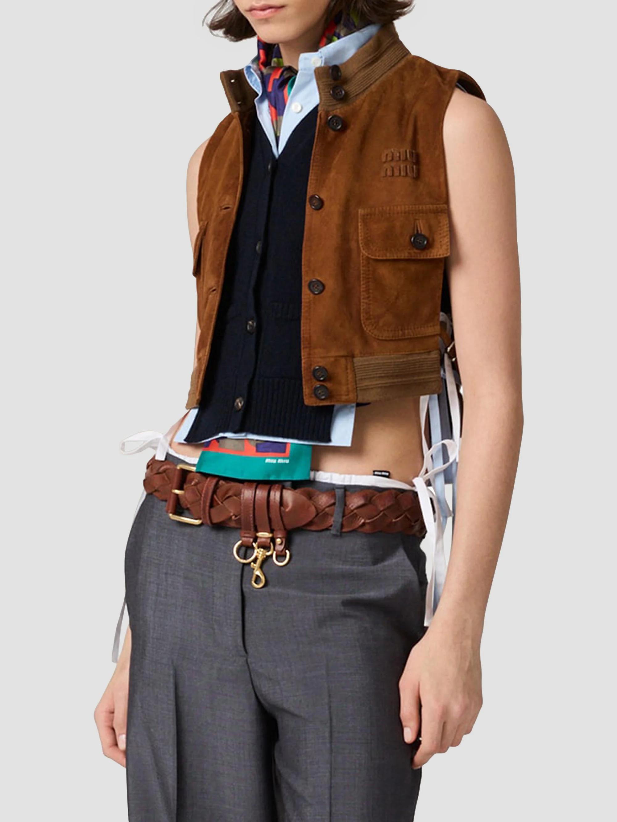 Miu Miu Waxed Suede Leather Vest | Saks Fifth Avenue
