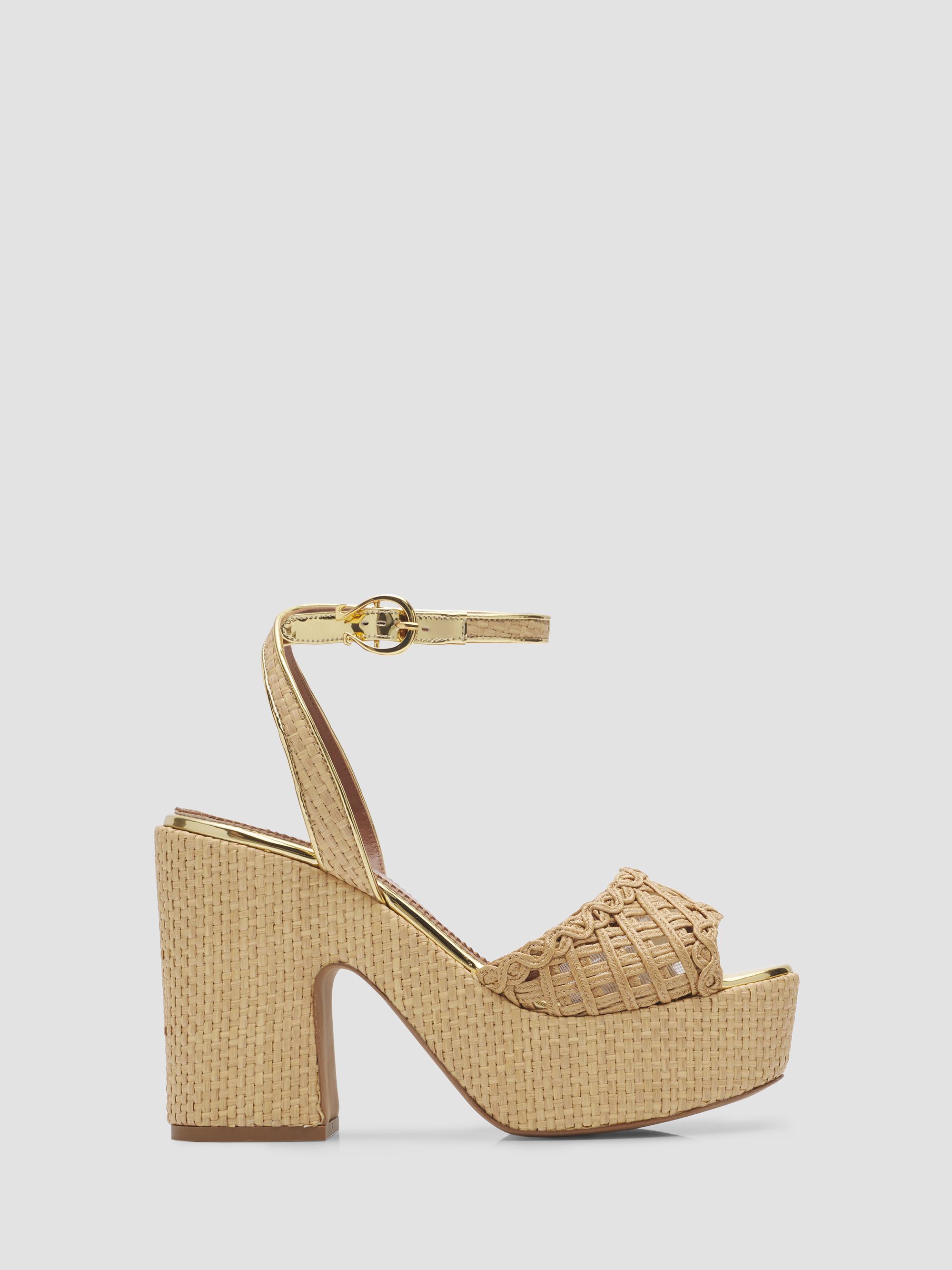 Pollini Women's 0MM Raffia Platform Sandals - Beige | Thumbnail 7