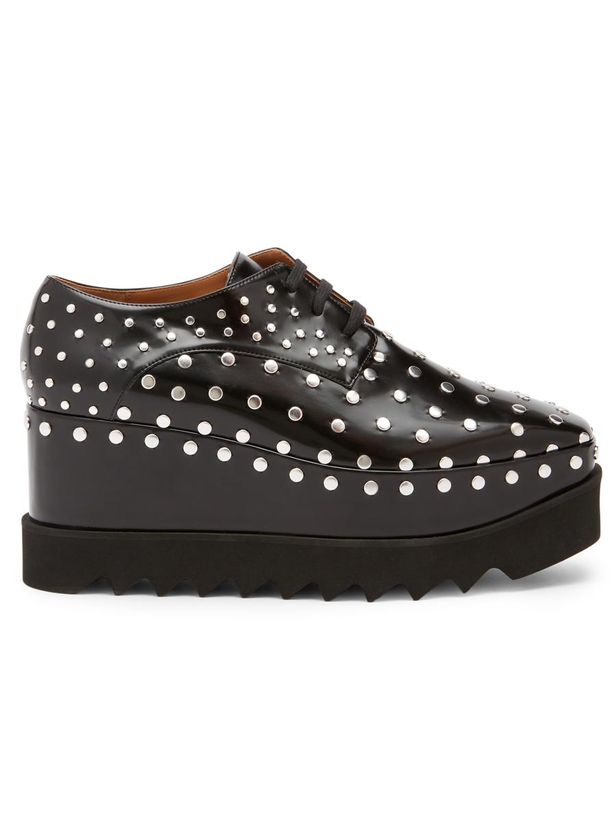 Stella Mccartney Women's Elyse 75mm Studded Platform Derbys In Black