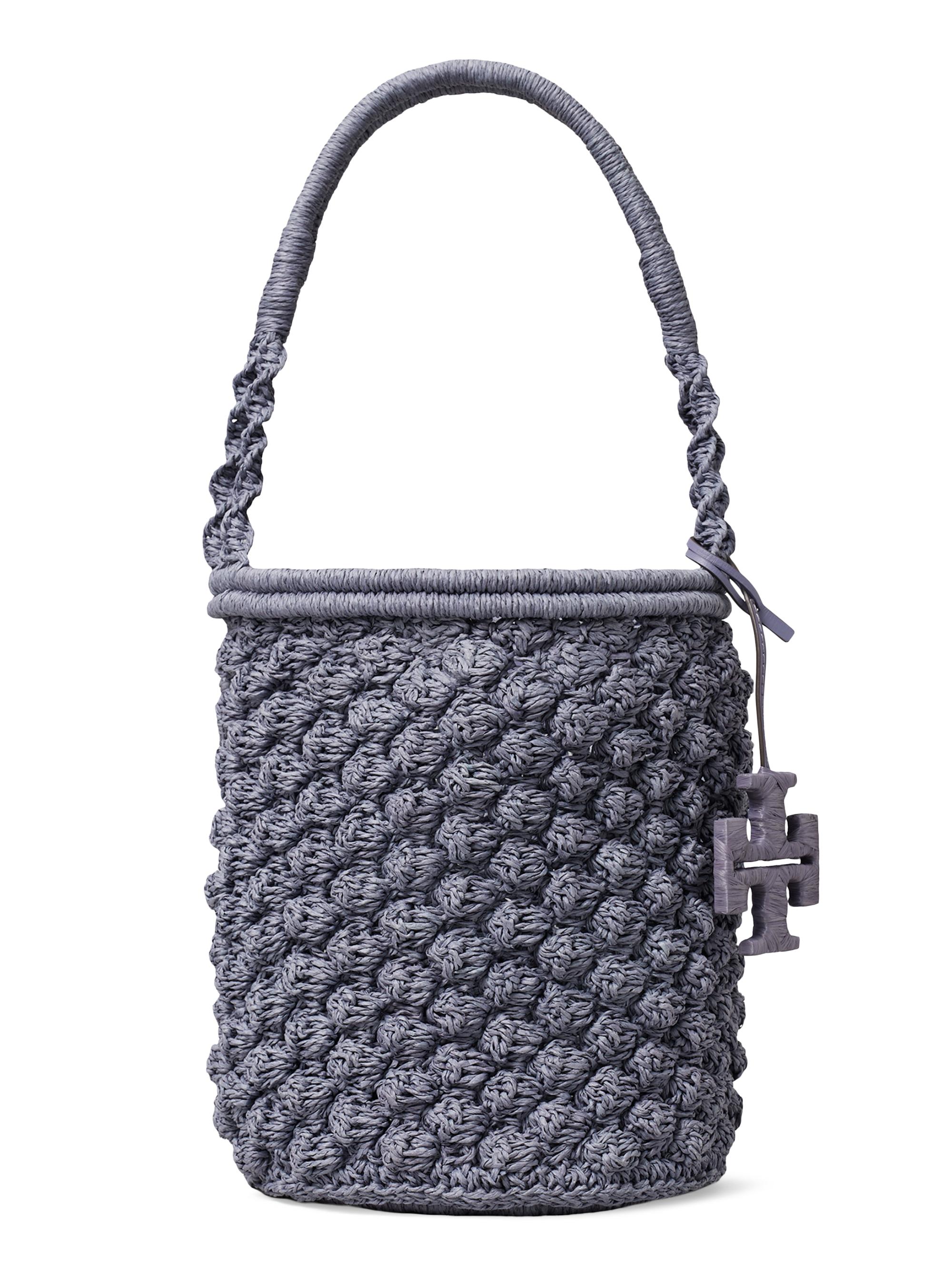 Tory Burch Ella Hand-Crocheted Popcorn-Stitch Raffia Bucket Bag