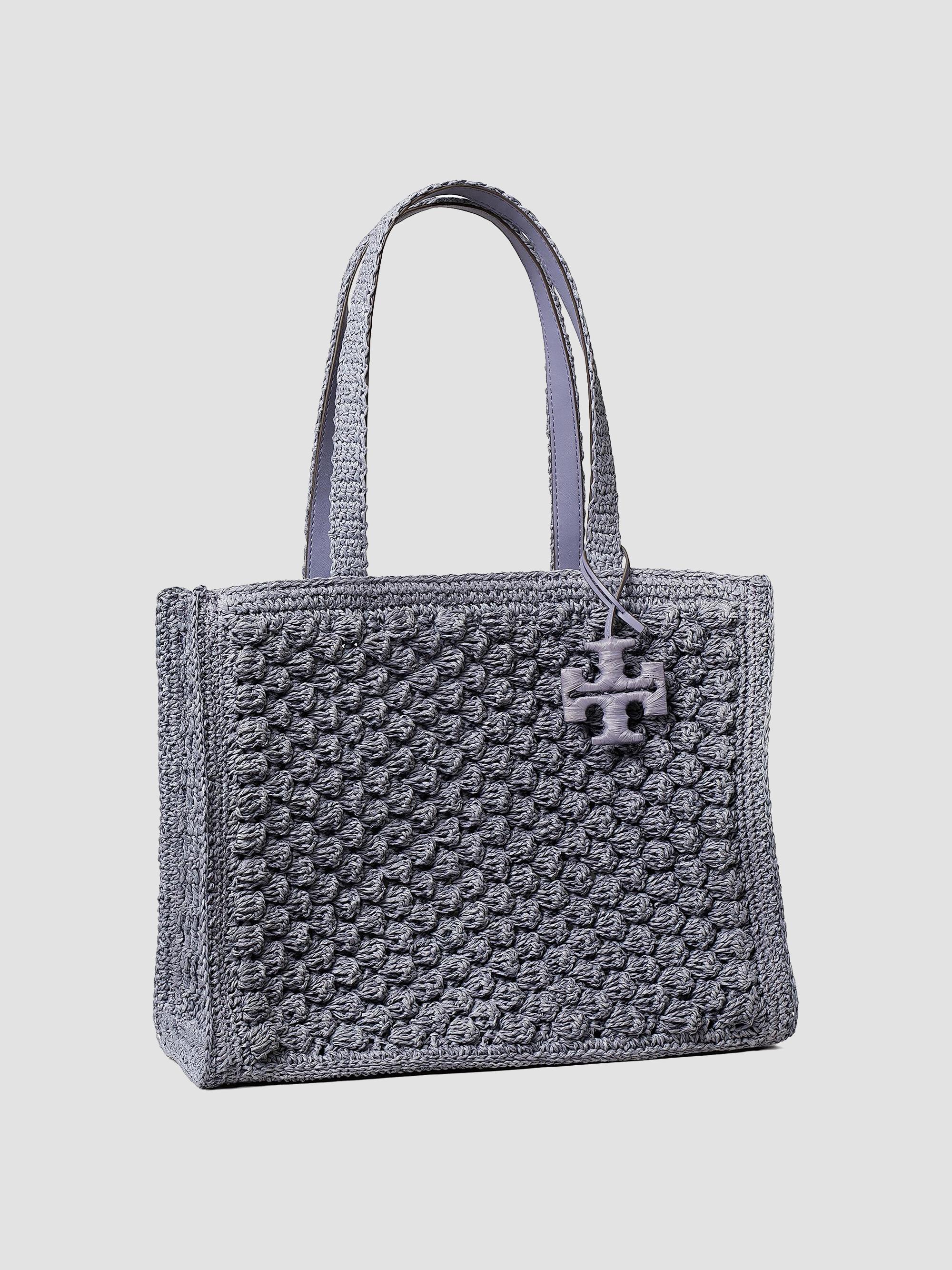 Tory Burch Ella Hand-Crocheted Popcorn-Stitch Raffia Tote Bag