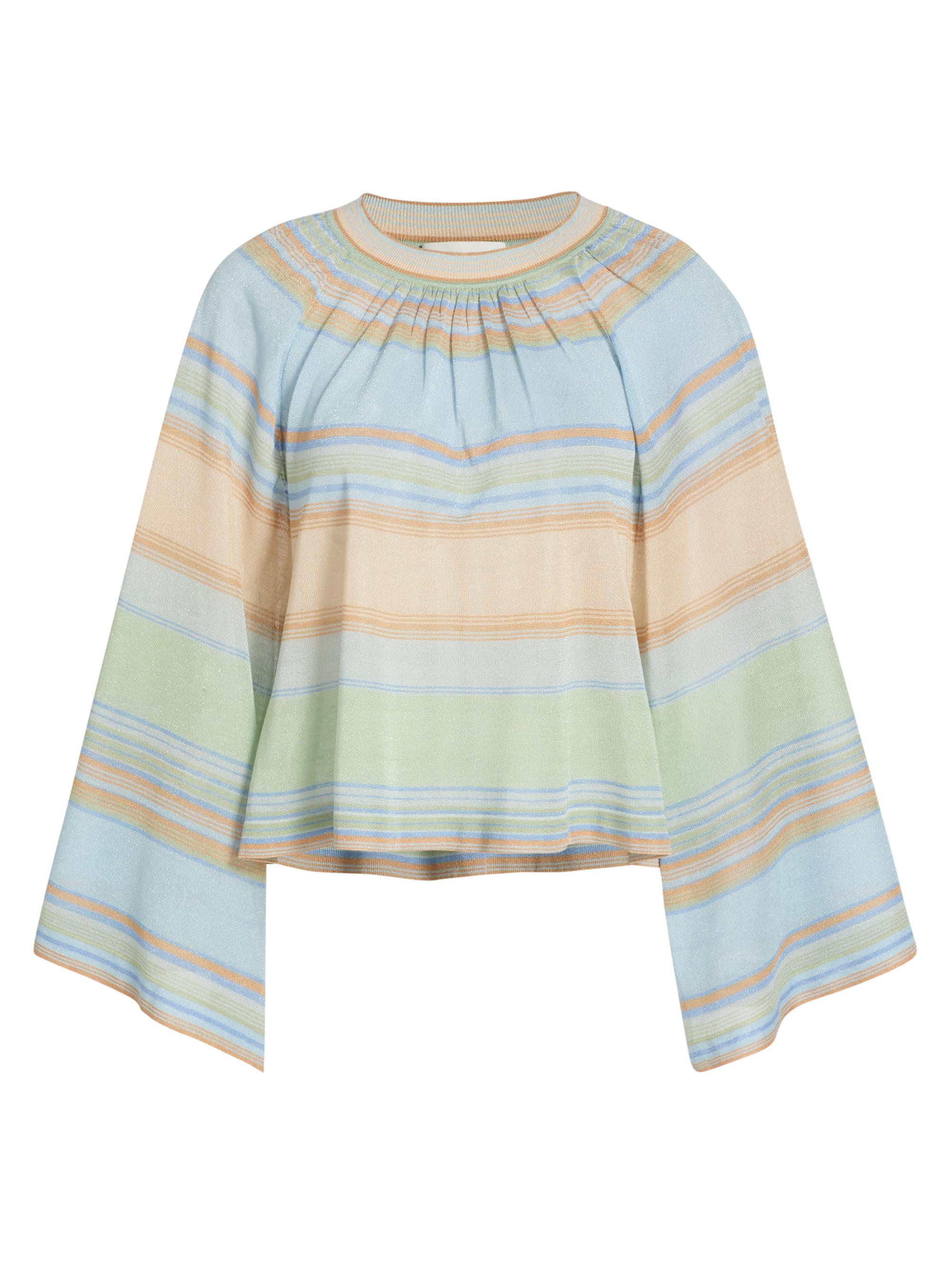 Zimmermann Women's Indra Striped Bell-Sleeve Knit Top - Blue Multi - Women's Clothing