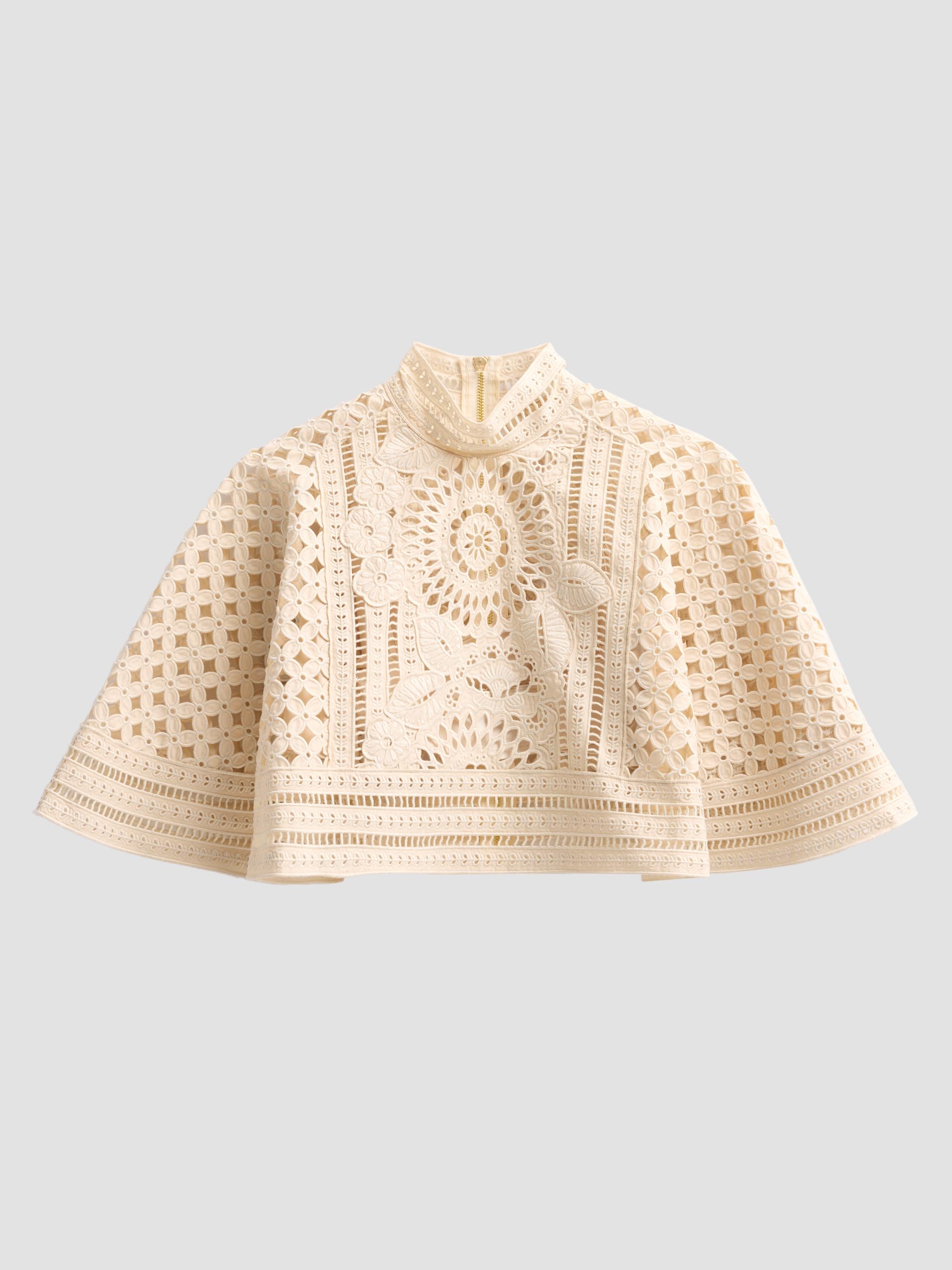 Zimmermann Women's Indra Embroidered Cape - Tea | Thumbnail 6