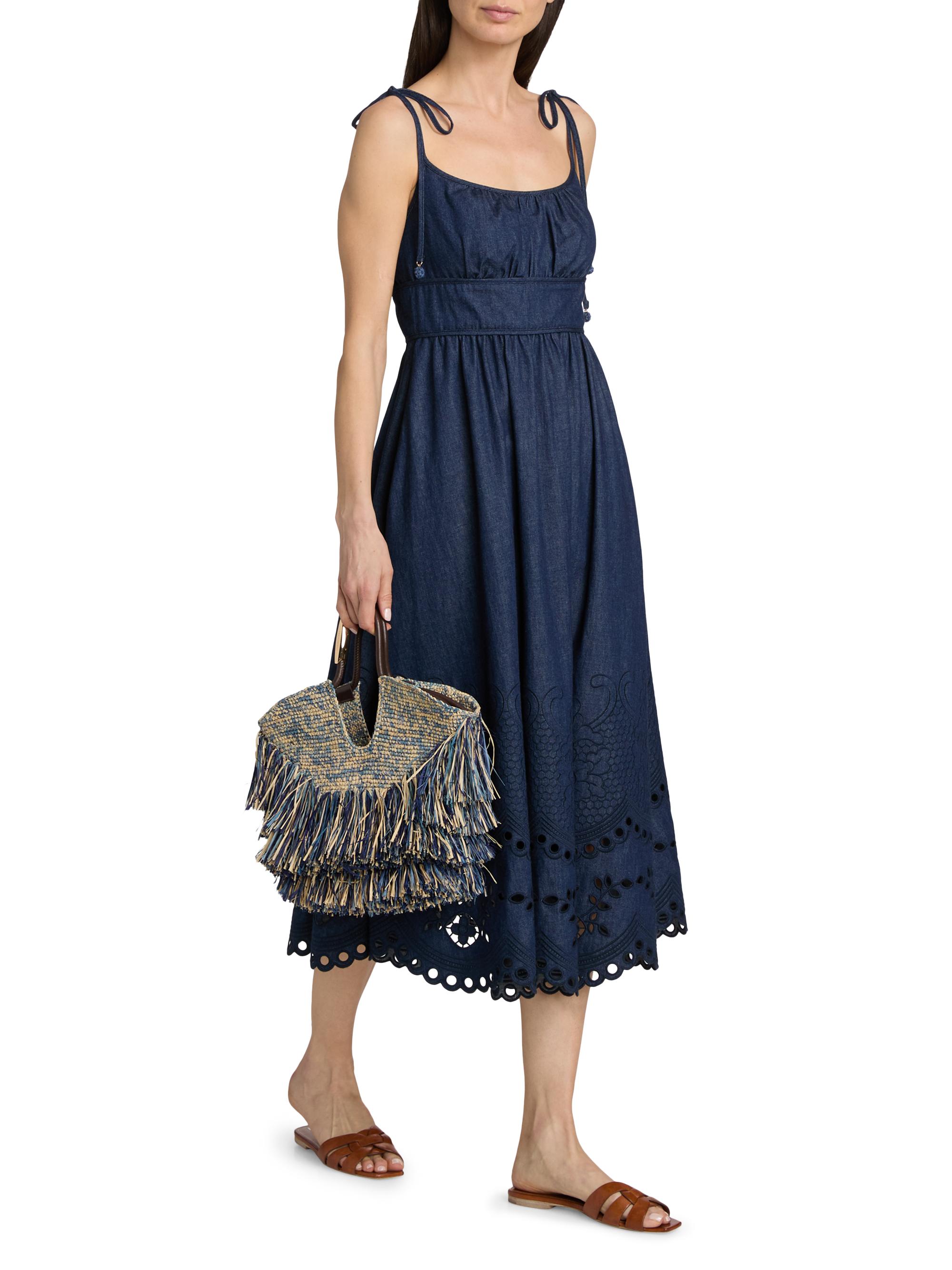 Zimmermann Women's Mahon Broderie Denim Midi-Dress - Ink | Thumbnail 2