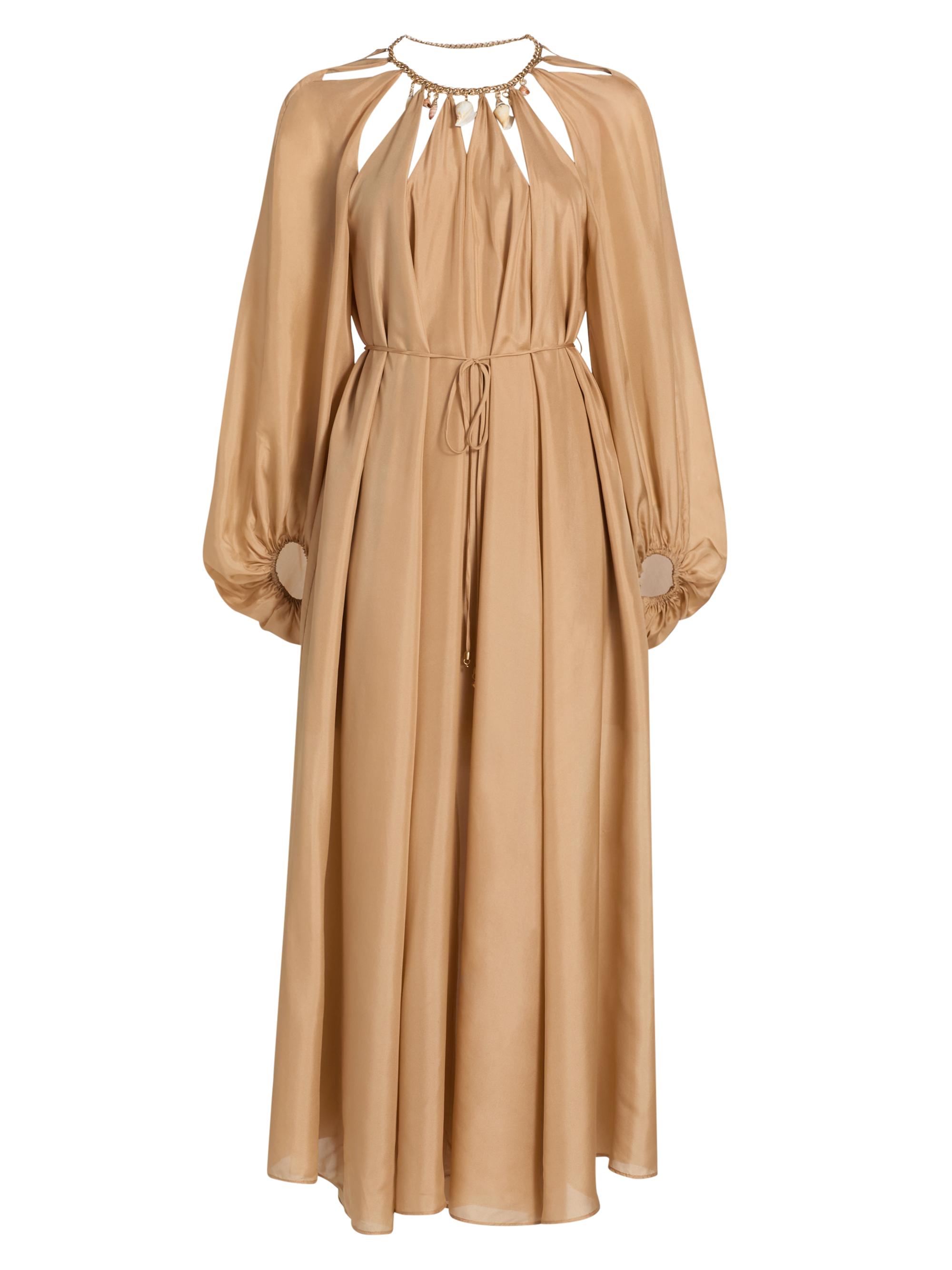Zimmermann Women's Mahon Silk Blouson-Sleeve Maxi Dress - Champagne
