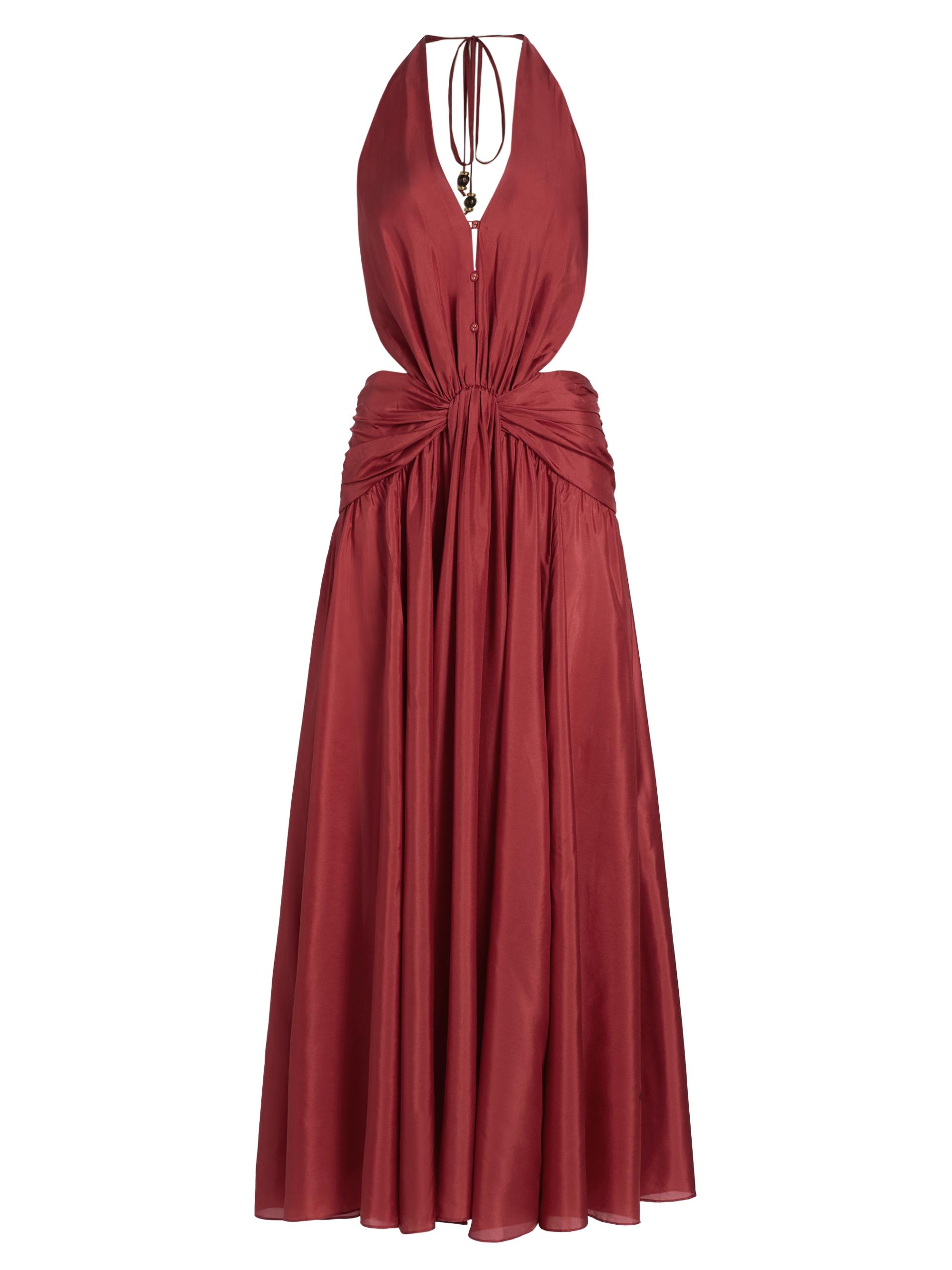 Zimmermann Women's Indra Silk Plunge Halter Maxi Dress - Raspberry | Thumbnail 8