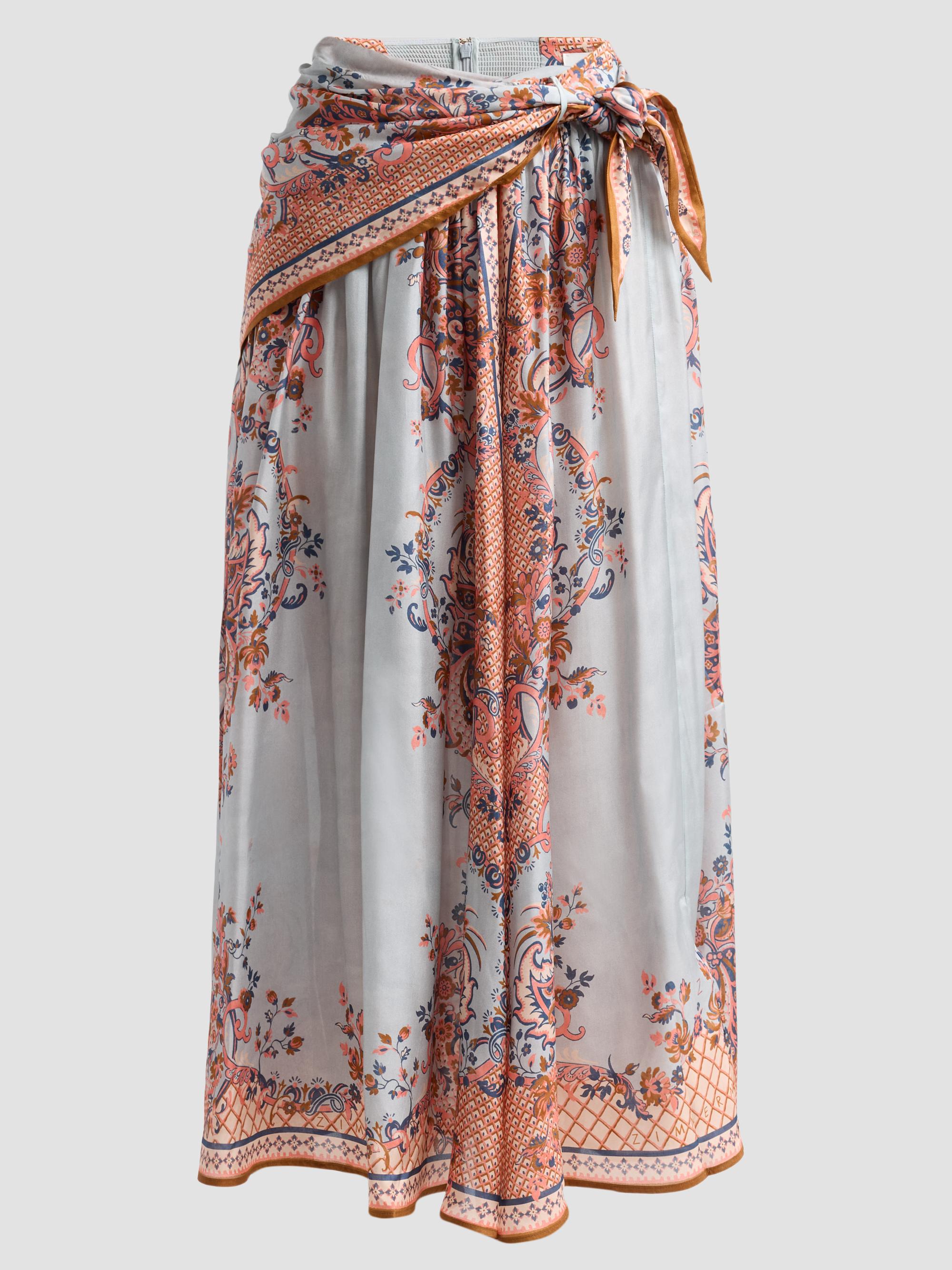 Zimmermann Women's Aster Scarf Midi Skirt - Blue Paisley Floral | Thumbnail 6