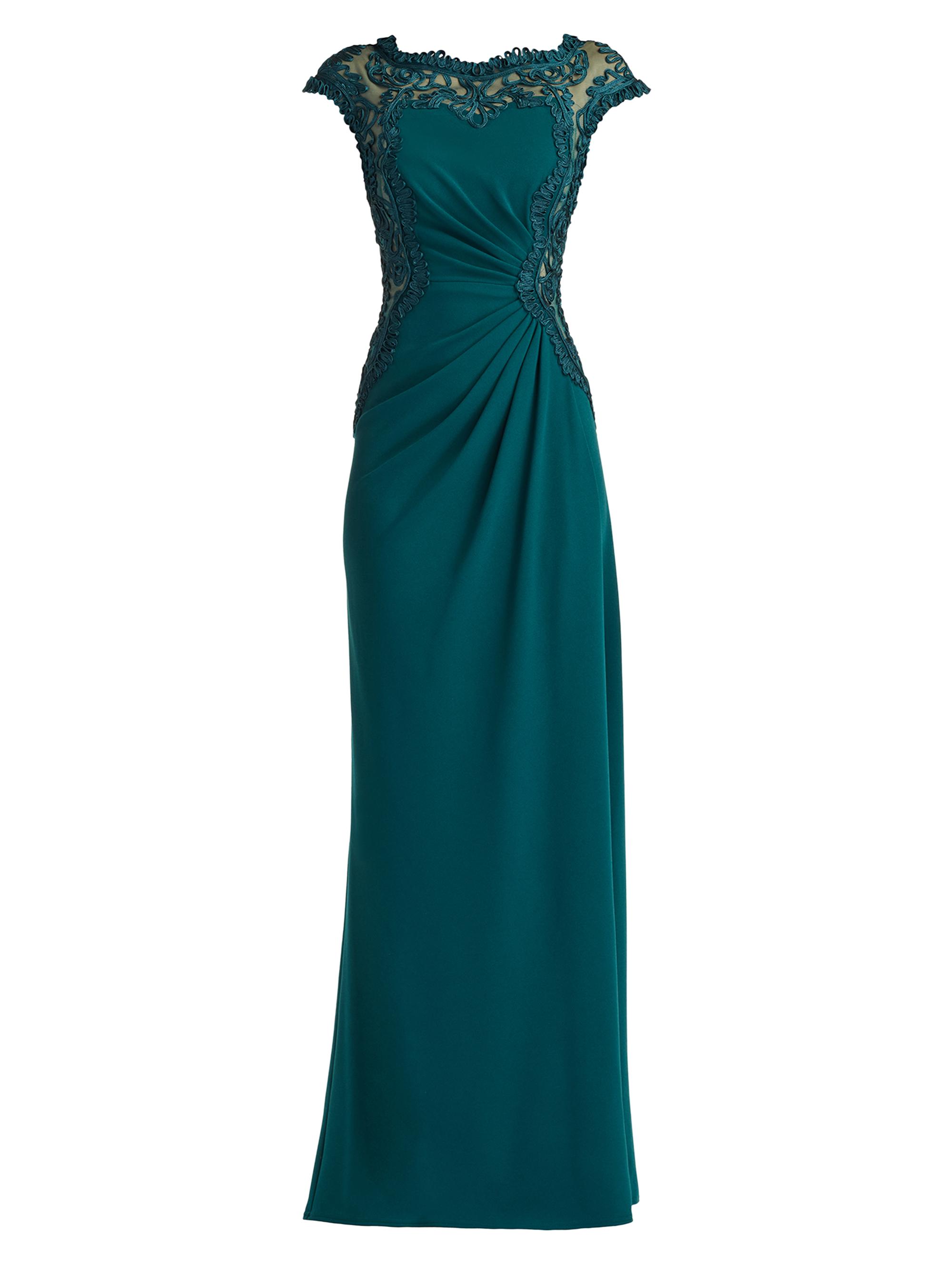 Tadashi Shoji Women's Lace-Trim Ruched Gown - Tea Leaf