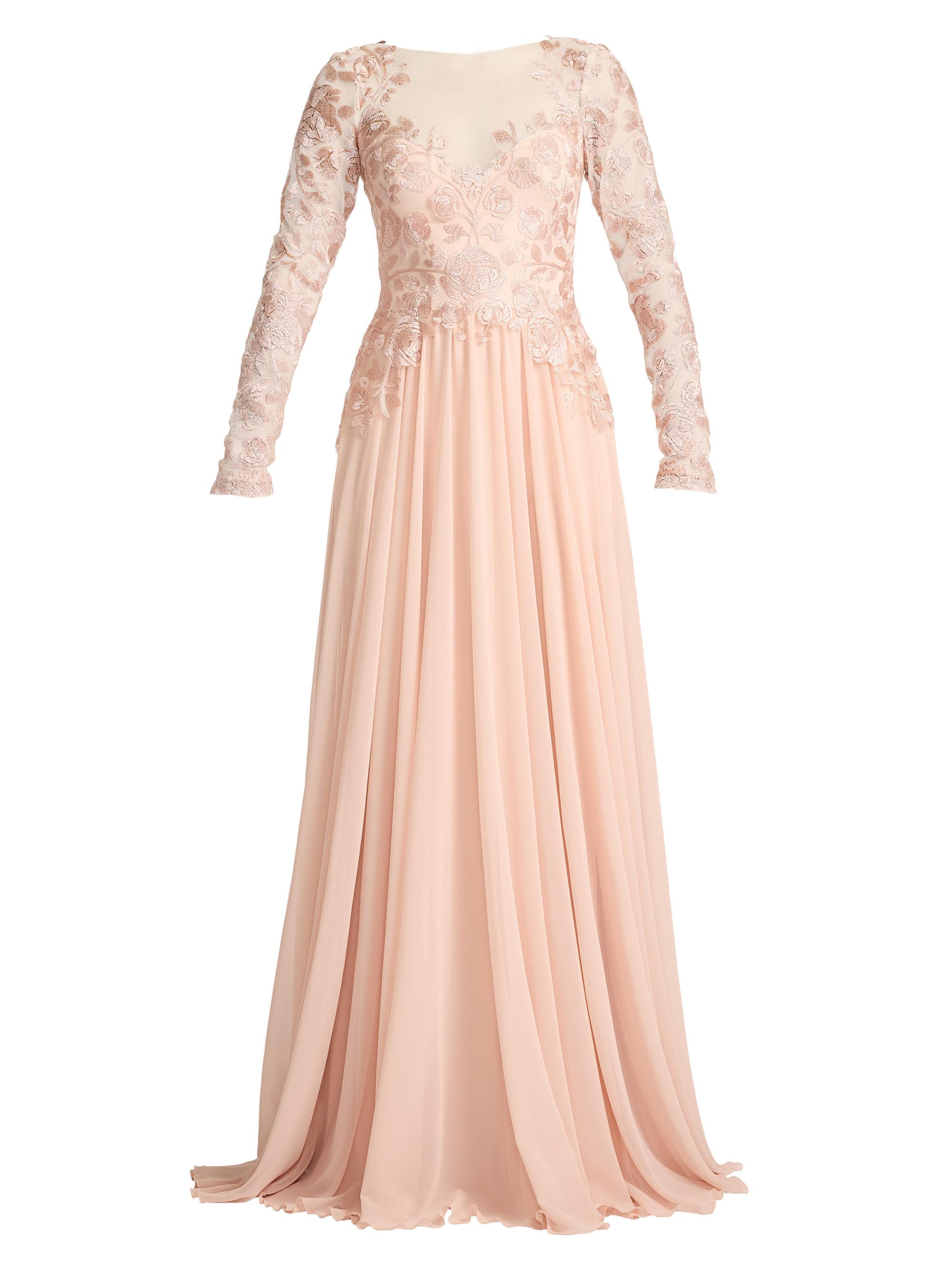 Tadashi Shoji Women's Lace-Embroidered Pleated Gown - Pale Pink