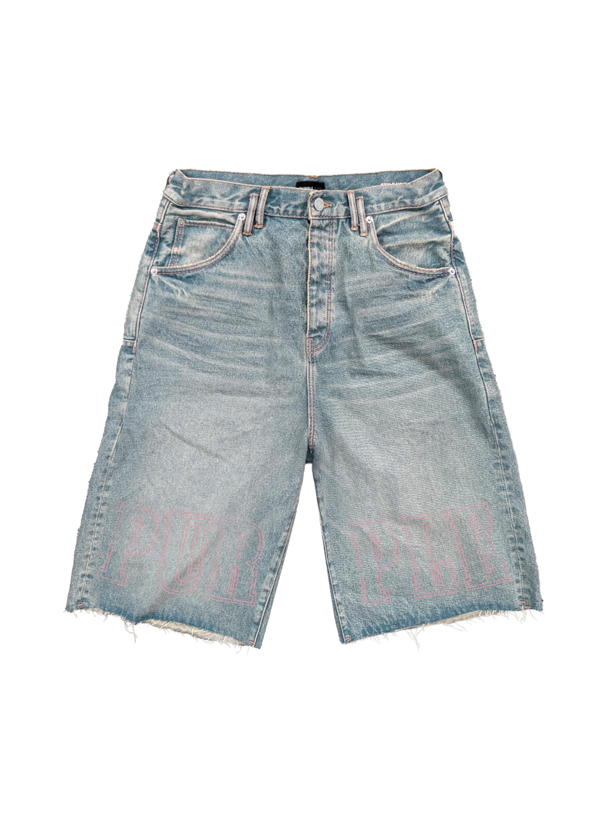 Purple Brand Men's Zenith Fade Tuffetage Denim Shorts - Light Indigo