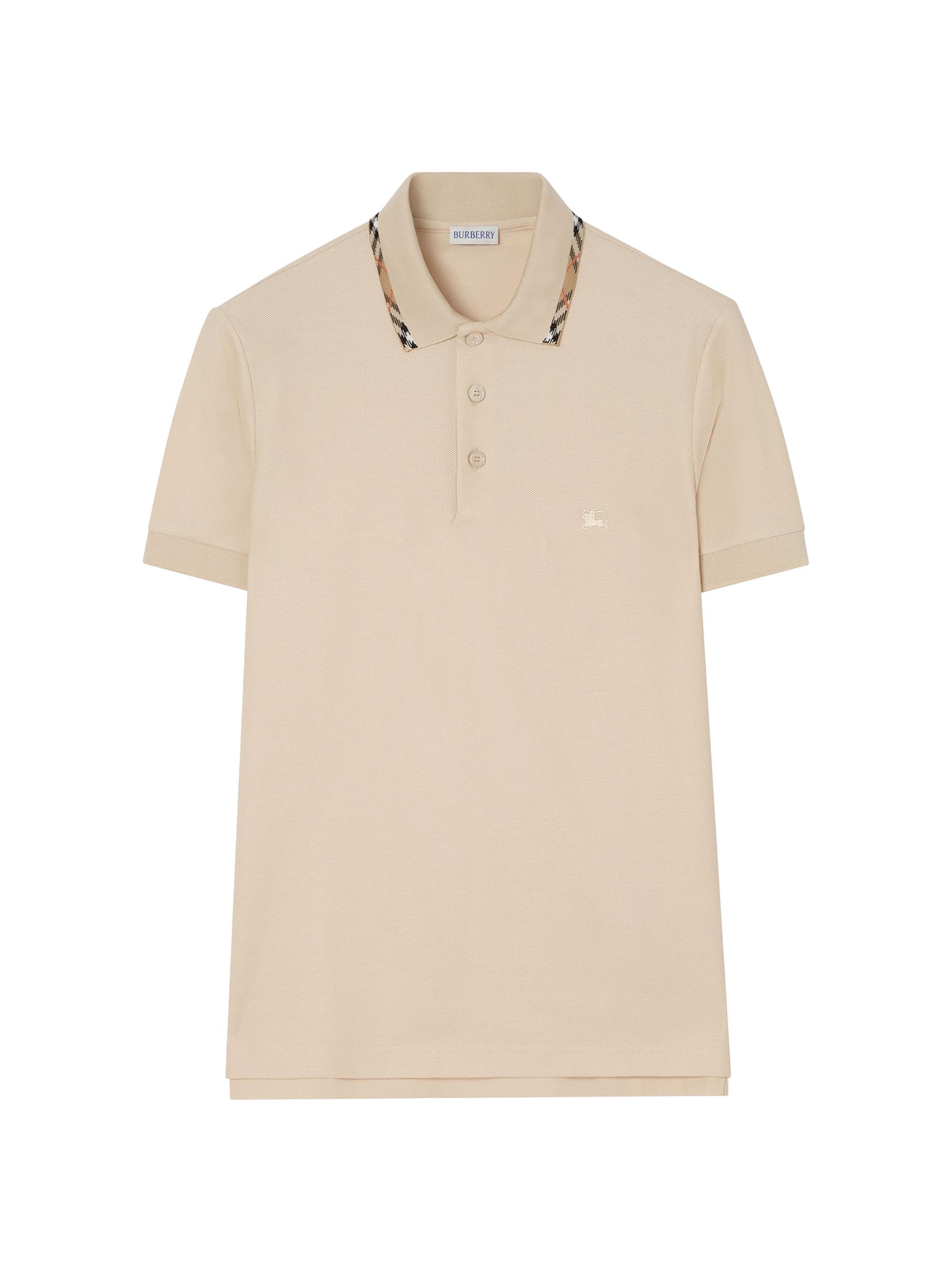 Burberry Men's Check-Trim Cotton Polo Shirt - Calico