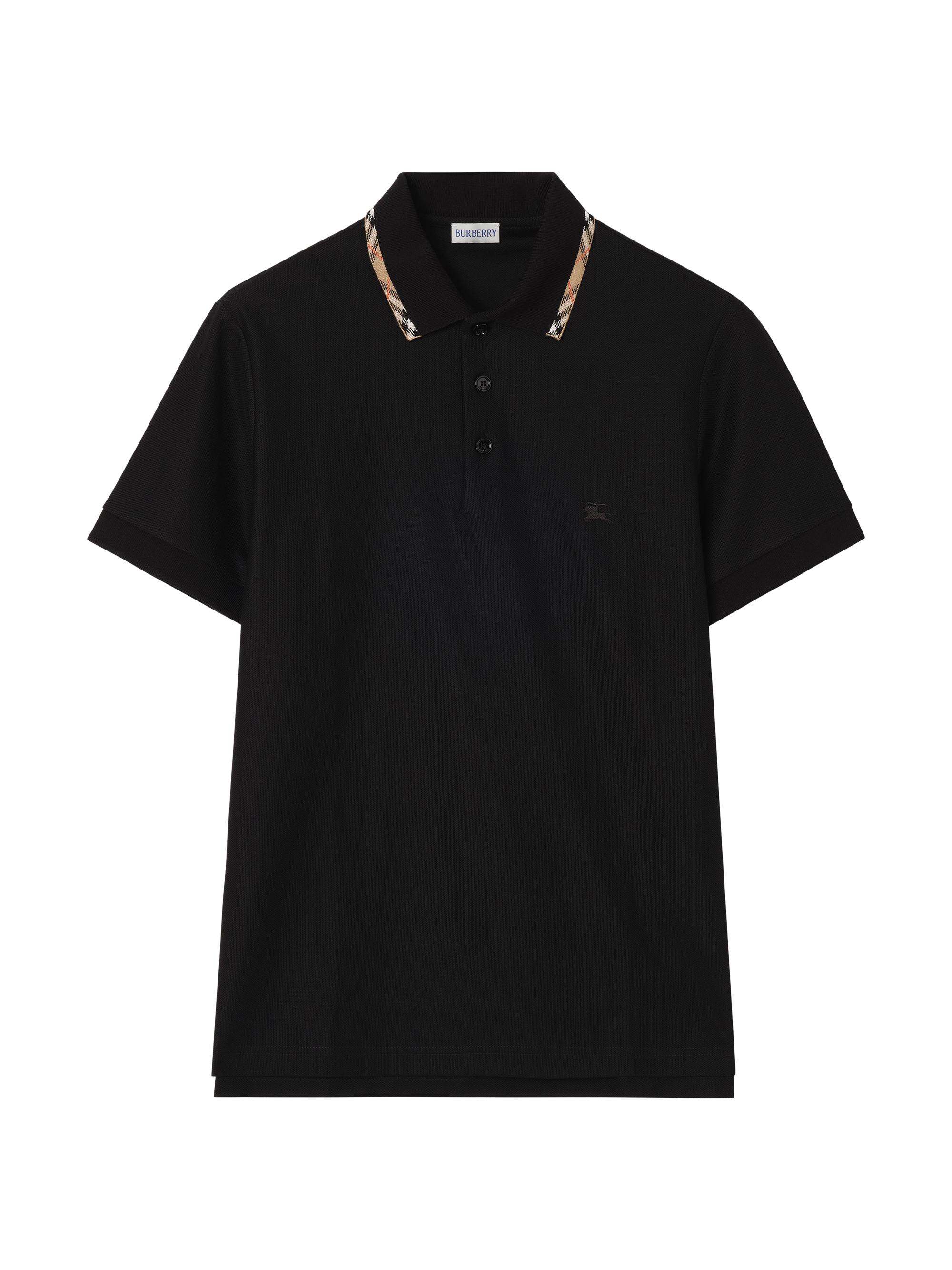 Burberry Men's Eddie Logo Cotton Polo Shirt - Black