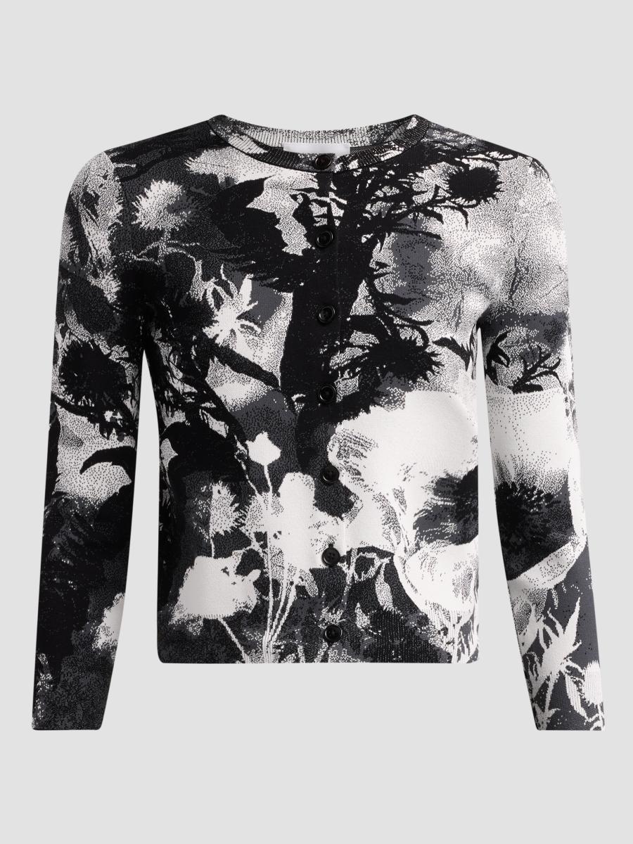 Alexander Mcqueen Women's London Flowers Jacquard Cardigan In White Multi