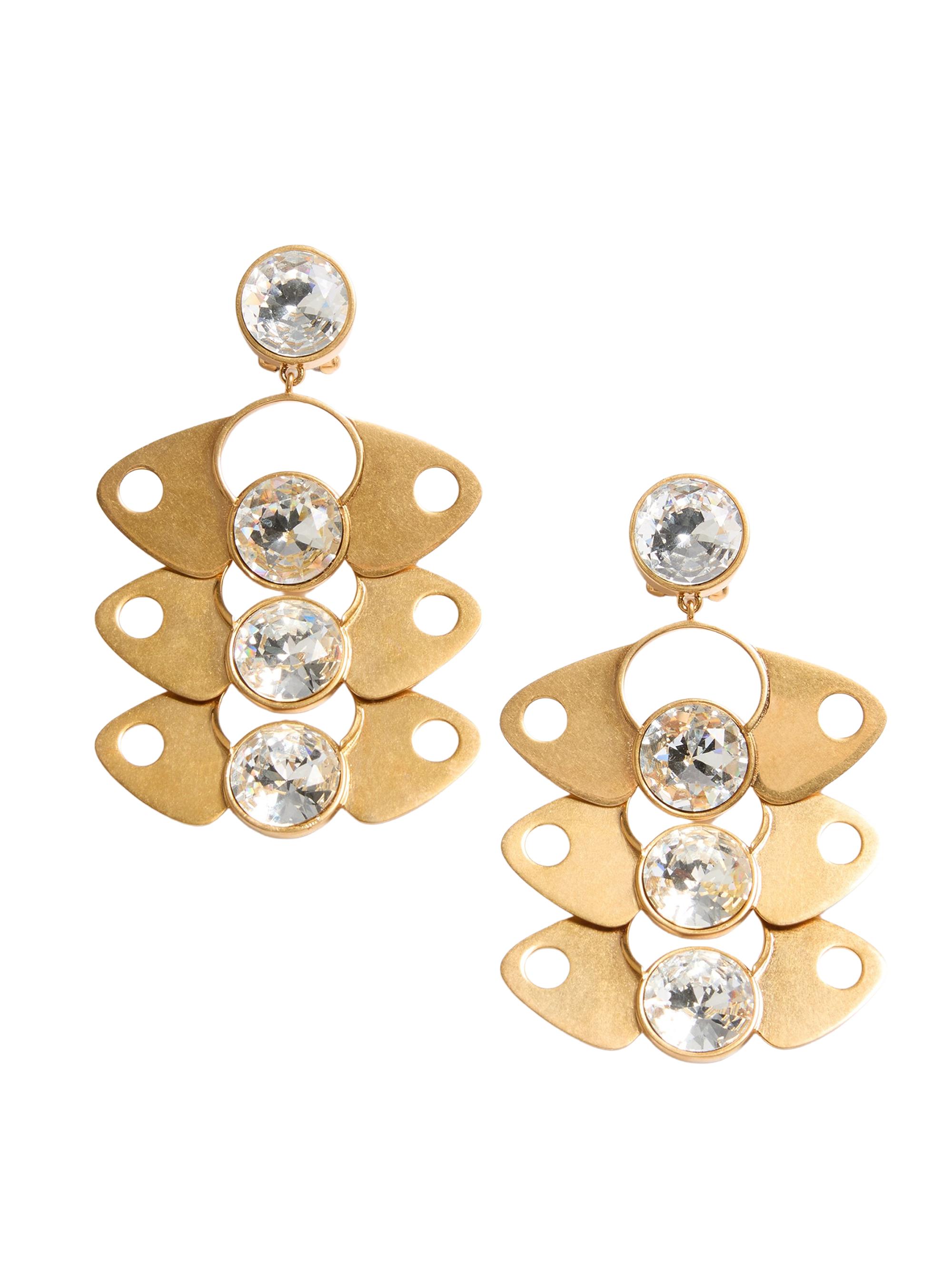 Valentino Garavani Women's Pages Earrings in Metal and Crystal - Gold Crystal