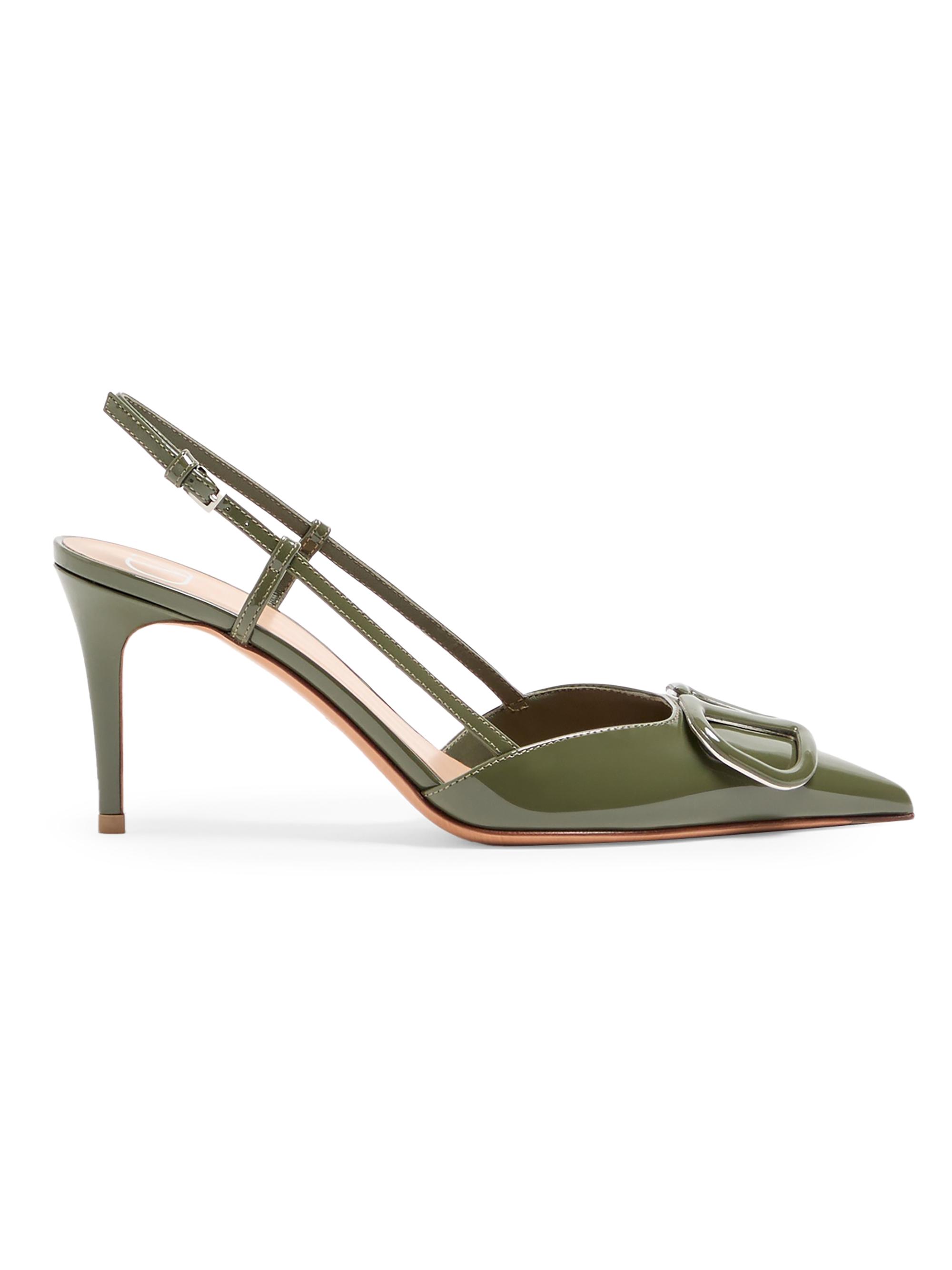 Valentino Garavani Women's VLogo Signature 80MM Patent Leather Slingback Pumps - Military Green