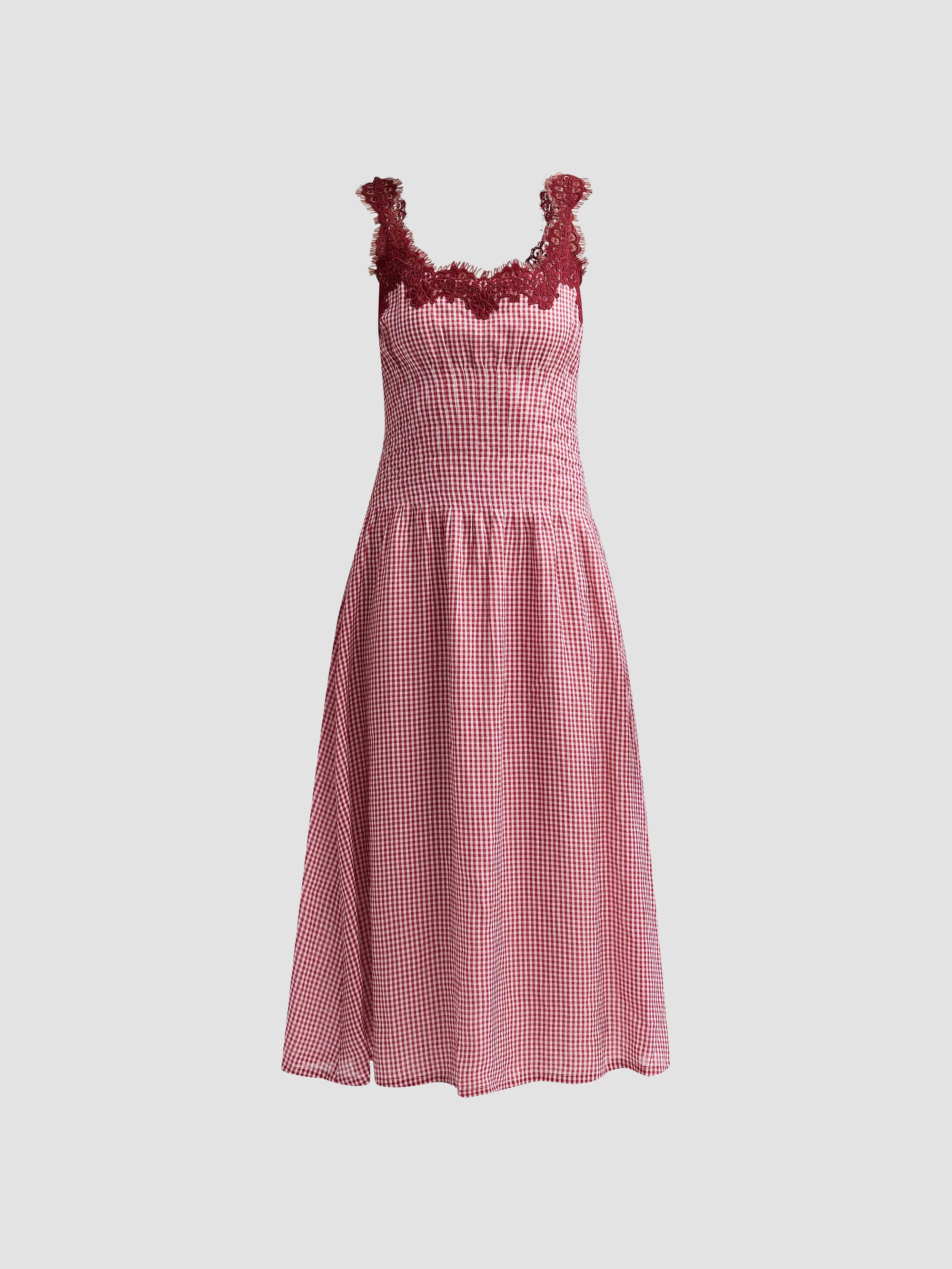 Cami NYC Women's Kairina Lace Gingham Midi Dress - Berry Gingham | Thumbnail 6