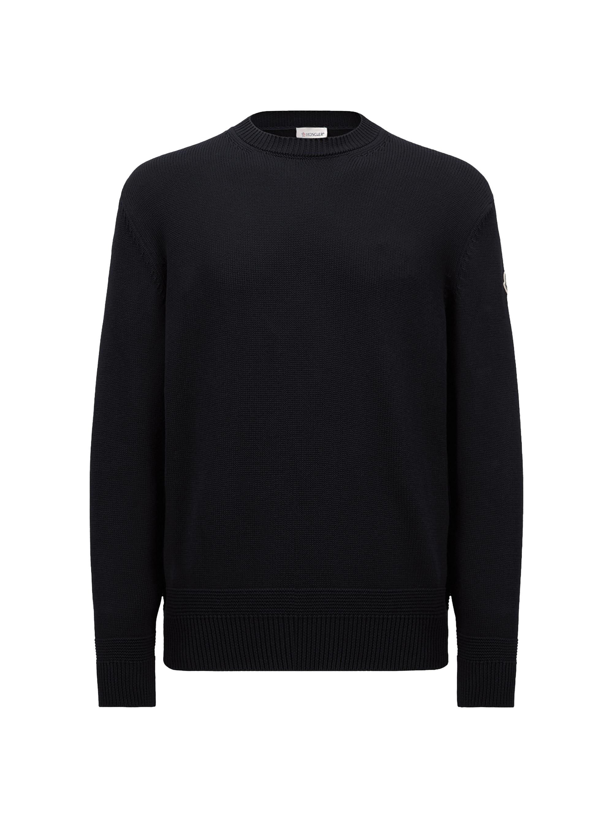 Moncler Men's Crewneck Sweater in Cotton - Navy Blue