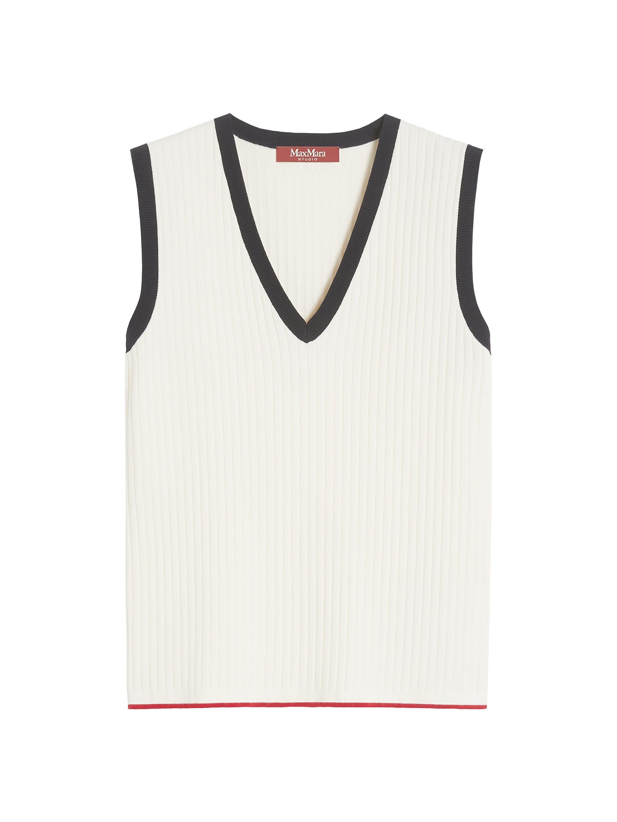 Max Mara Women's Viscose Blend Yarn Tank Top - White Blue