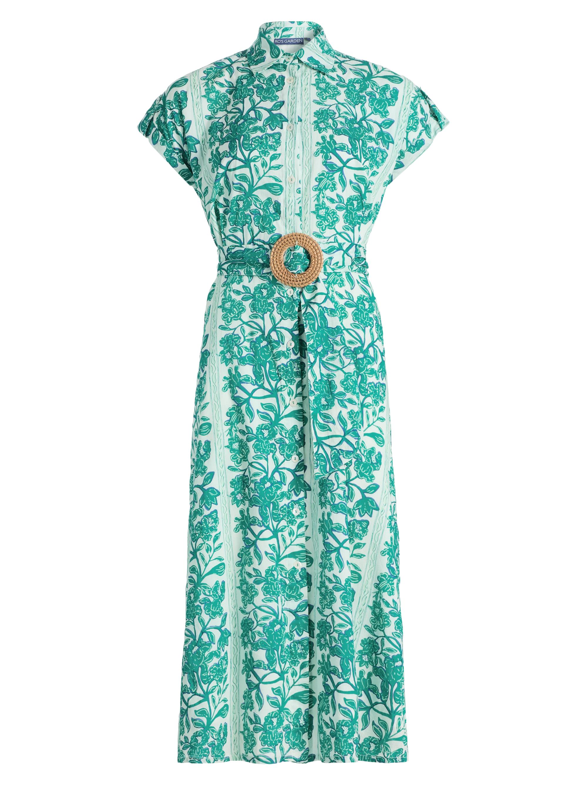 Ro's Garden Women's Catherine Floral Cotton Midi-Dress - Green Serendipia