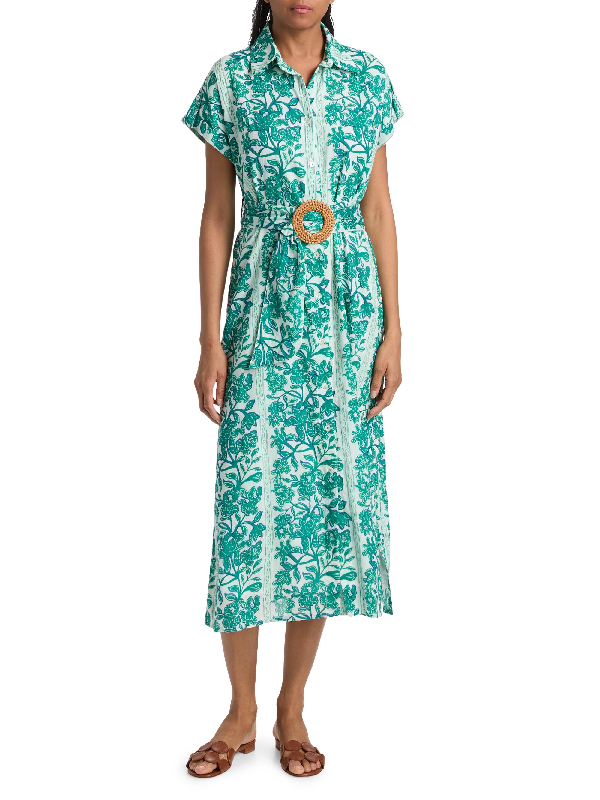 Ro's Garden Women's Catherine Floral Cotton Midi-Dress - Green Serendipia | Thumbnail 3