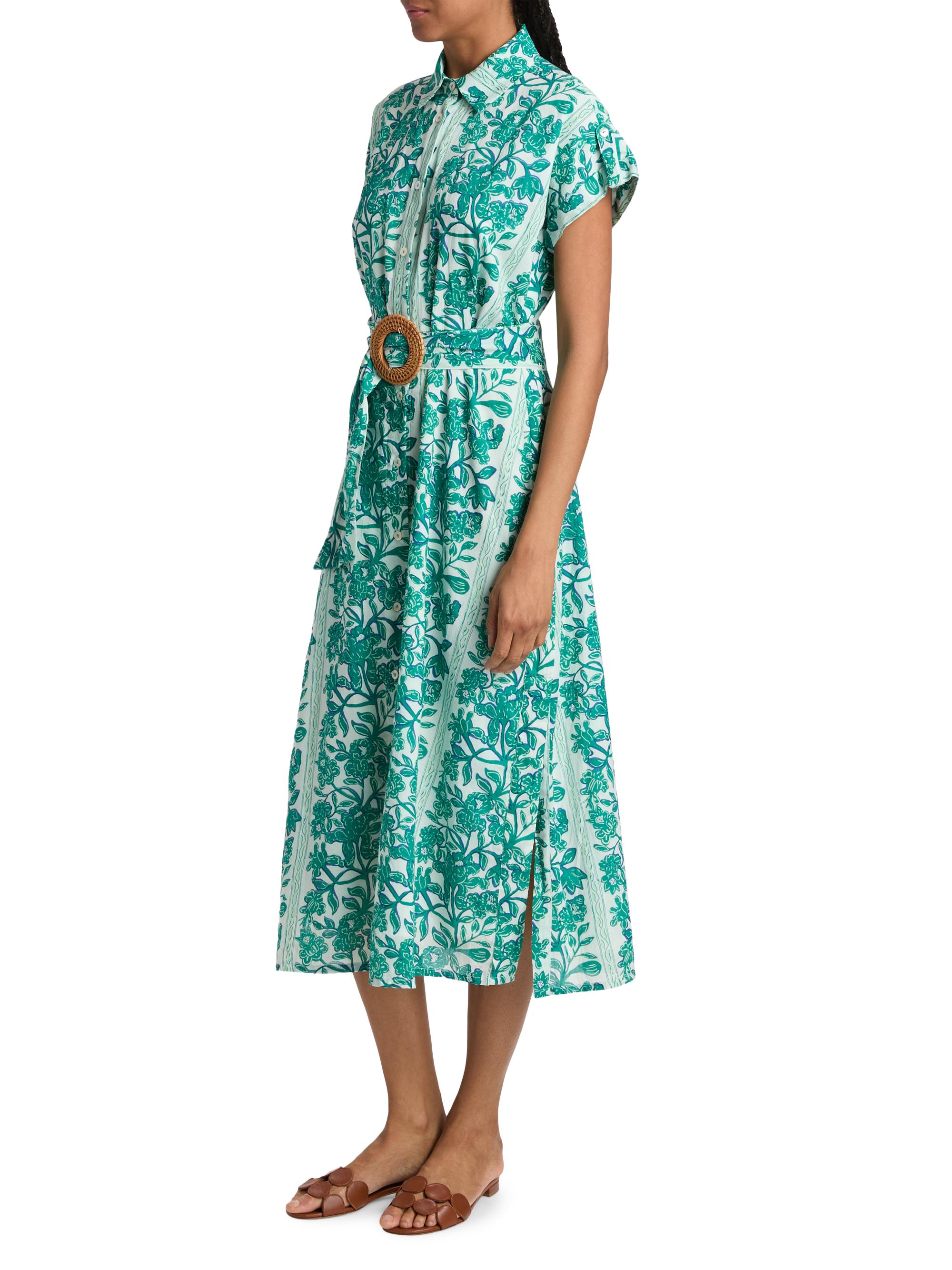 Ro's Garden Women's Catherine Floral Cotton Midi-Dress - Green Serendipia | Thumbnail 4