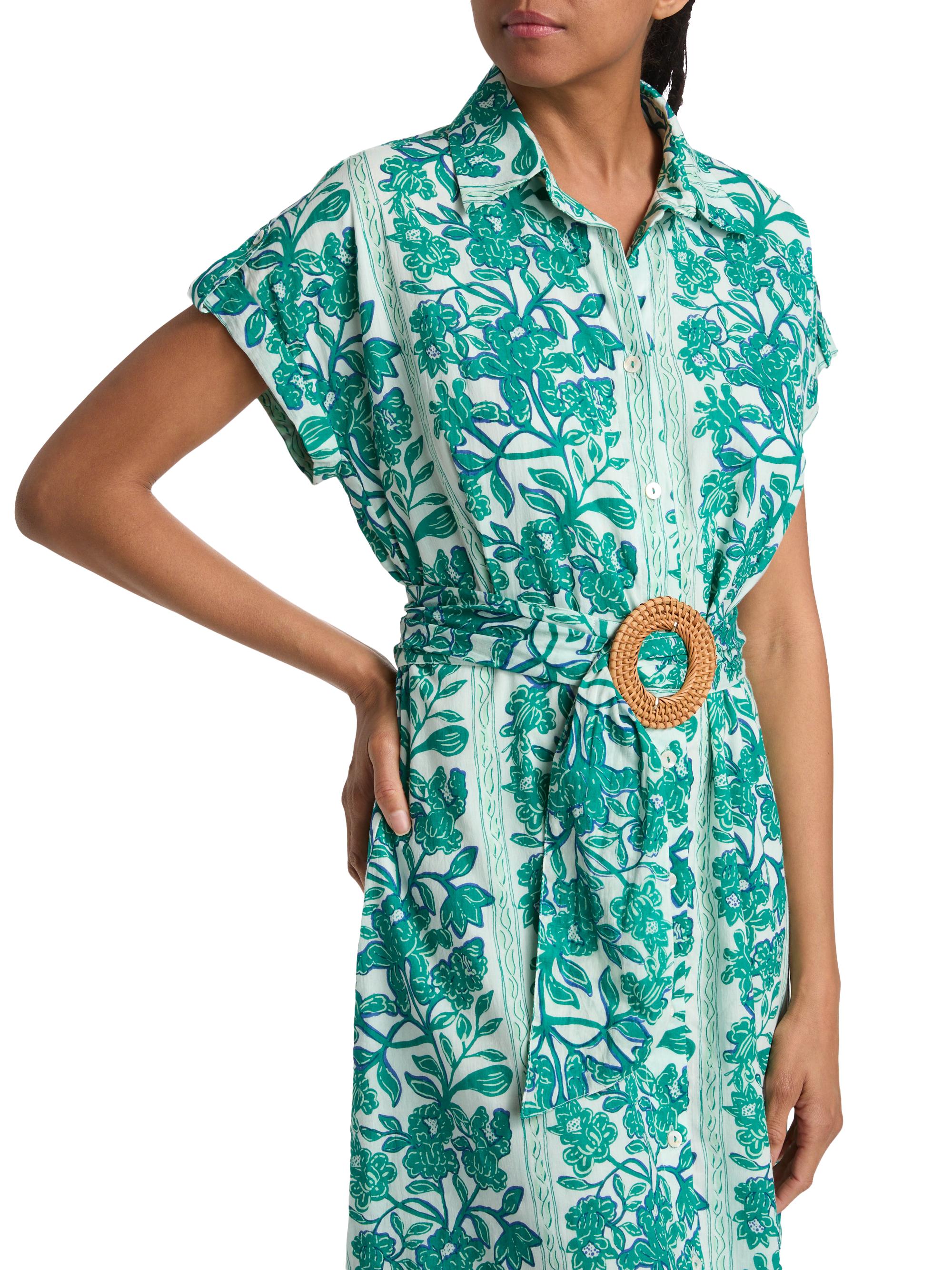 Ro's Garden Women's Catherine Floral Cotton Midi-Dress - Green Serendipia | Thumbnail 6