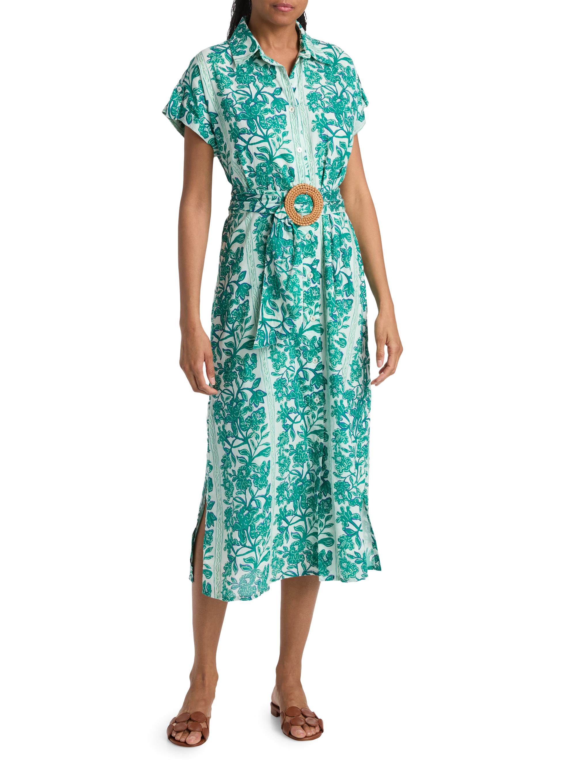 Ro's Garden Women's Catherine Floral Cotton Midi-Dress - Green Serendipia | Thumbnail 2