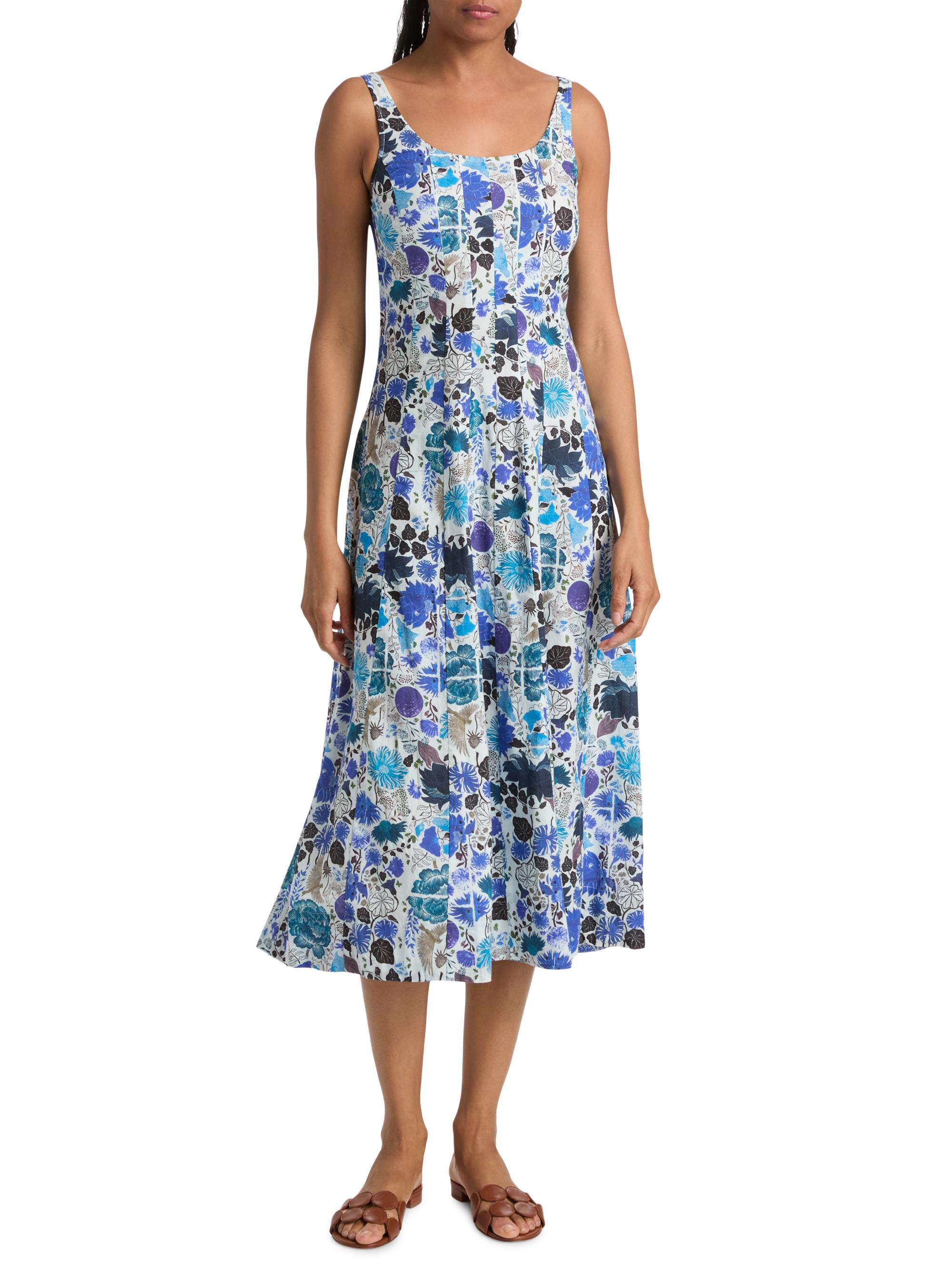 Ro's Garden Women's Camillie Floral Cotton Midi-Dress - Blue Heran | Thumbnail 3