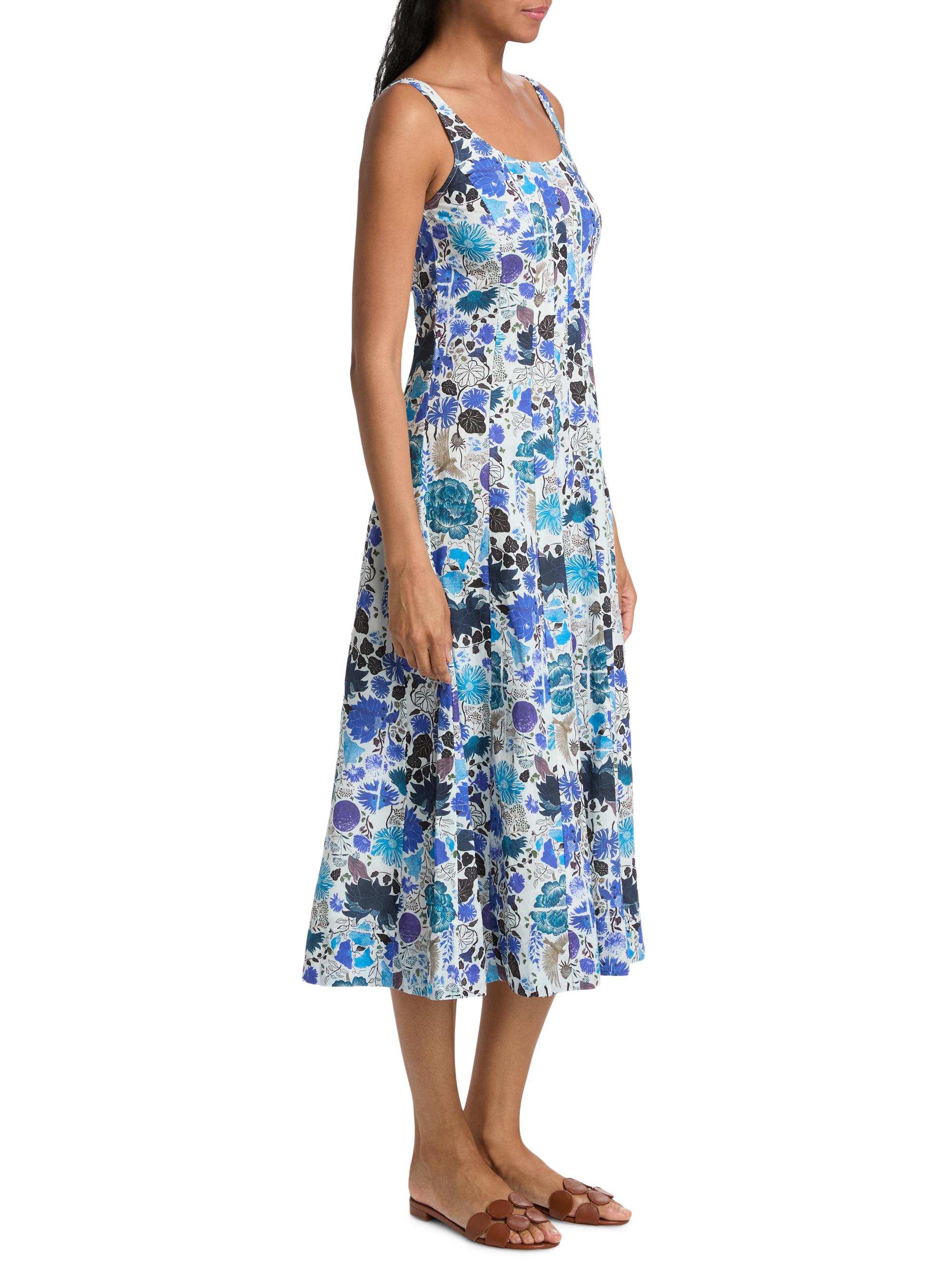 Ro's Garden Women's Camillie Floral Cotton Midi-Dress - Blue Heran | Thumbnail 4