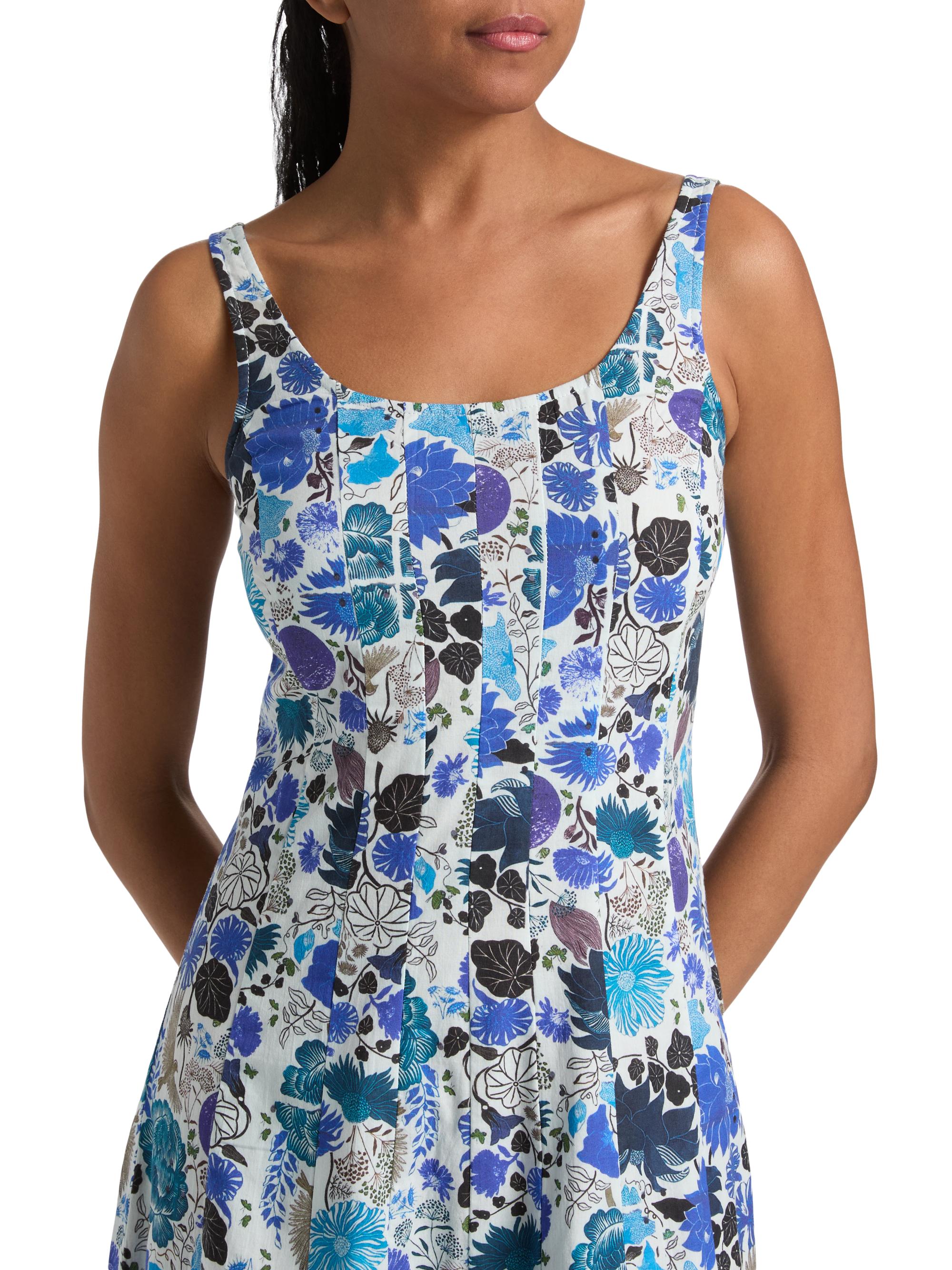 Ro's Garden Women's Camillie Floral Cotton Midi-Dress - Blue Heran | Thumbnail 6