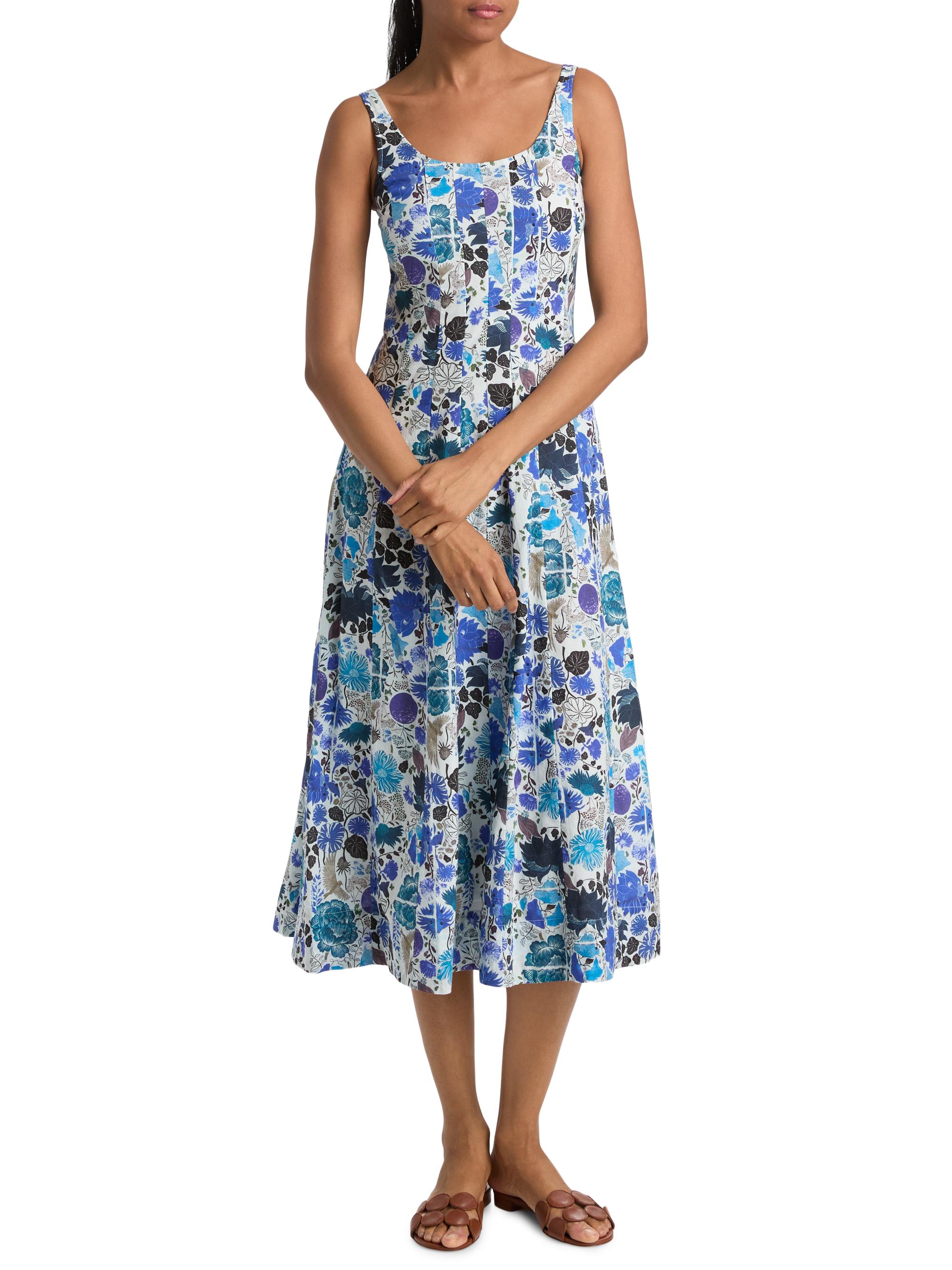Ro's Garden Women's Camillie Floral Cotton Midi-Dress - Blue Heran | Thumbnail 2